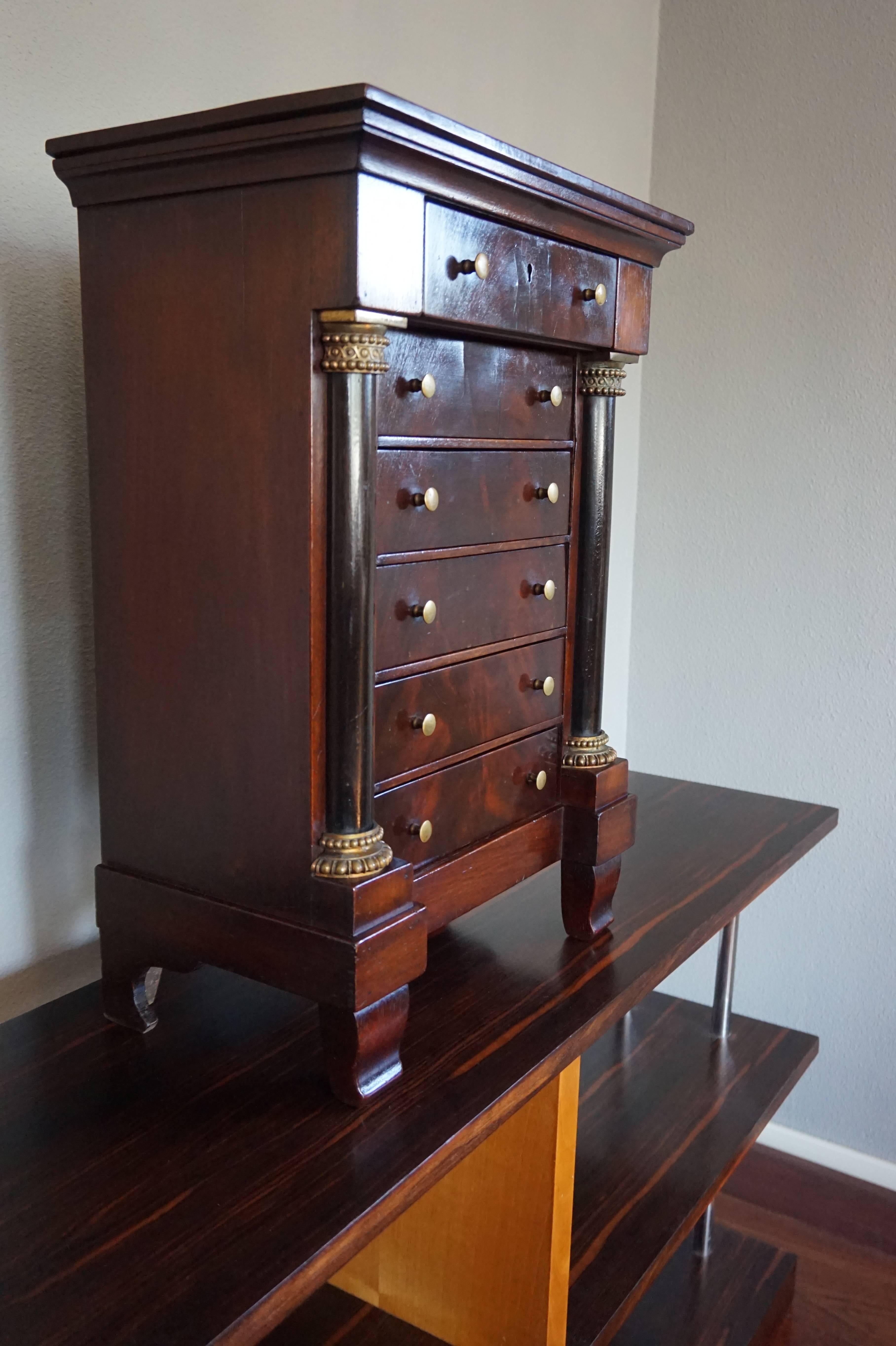 19th Century Nutwood and Bronze Empire Miniature Chiffonier / Chest of Drawers For Sale 1