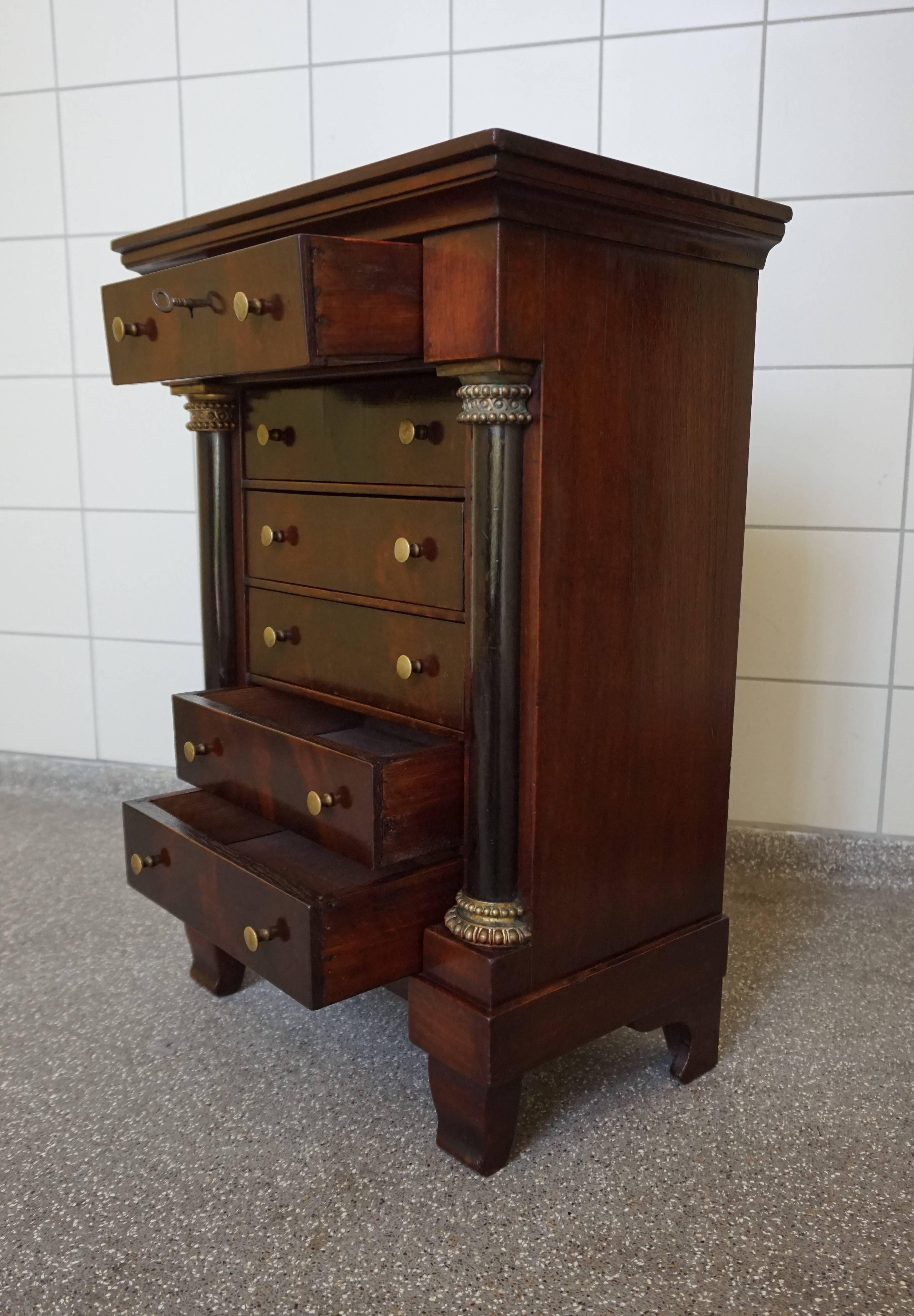 19th Century Nutwood and Bronze Empire Miniature Chiffonier / Chest of Drawers For Sale 4