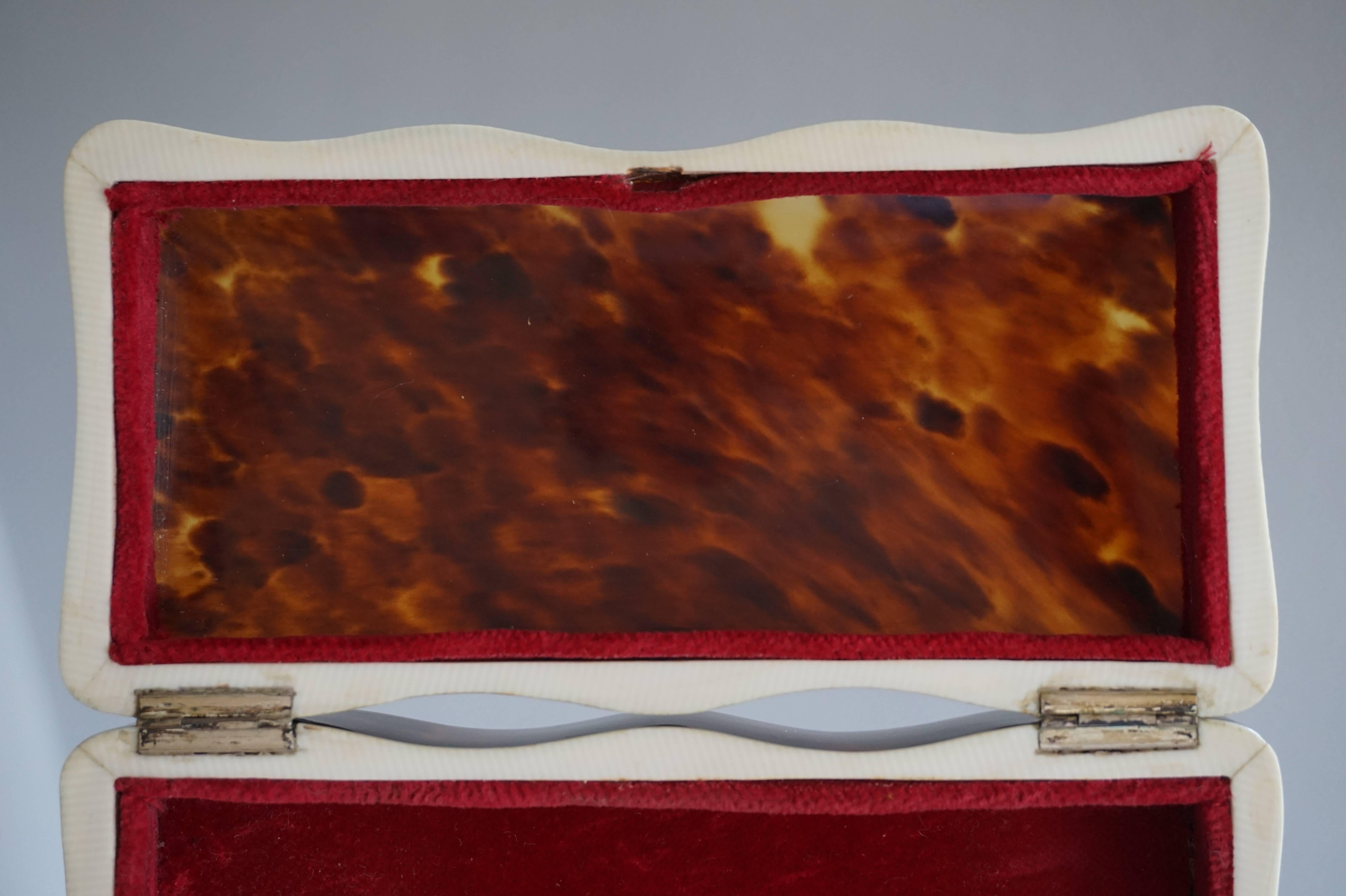 Hand-Crafted Late 19th Century Tortoise Shell and Ivory Spoon Box of Museum Quality