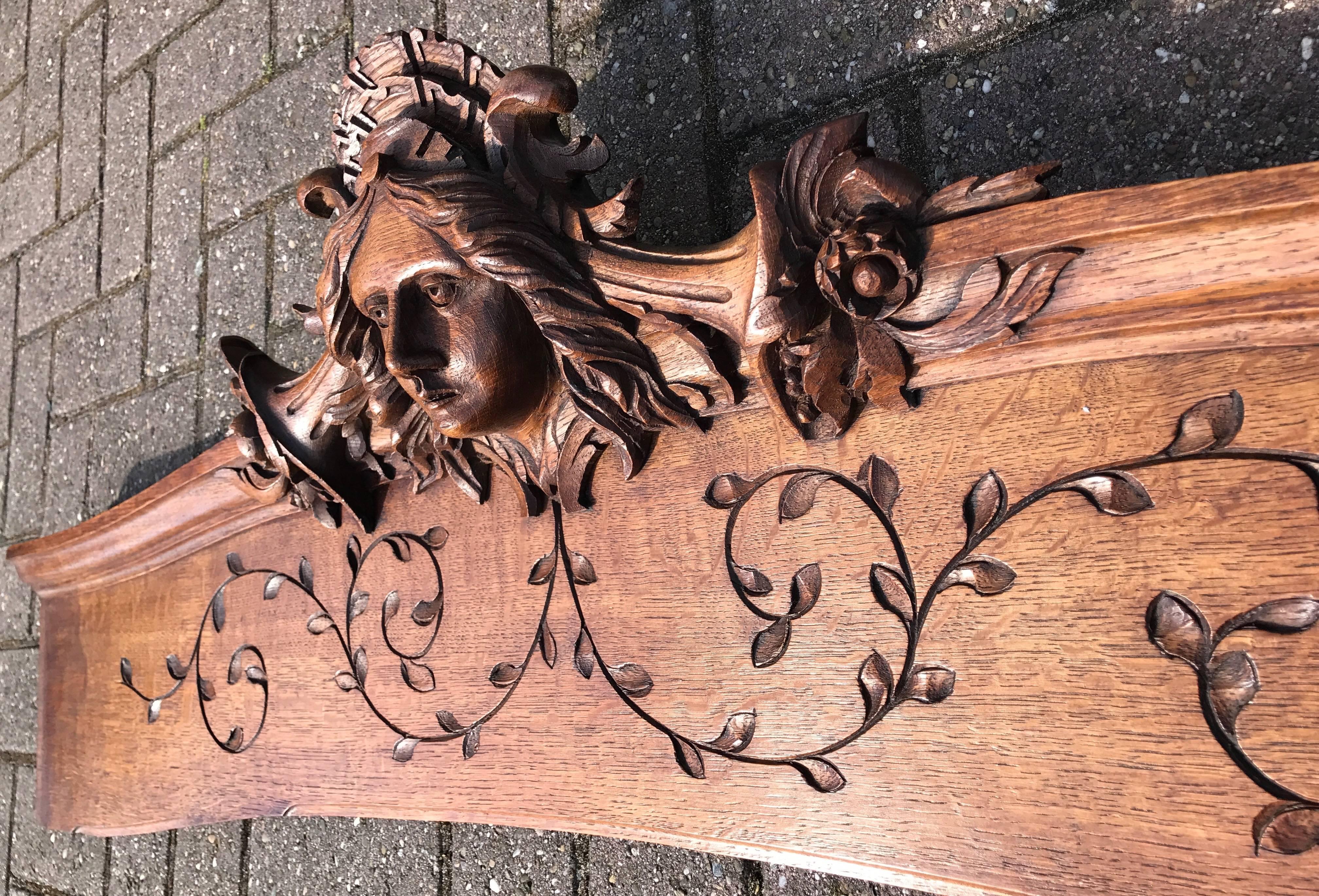 Wood Hand-Carved Art Nouveau over a Door Pediment or Quilt / Tapestry Wall Hanger