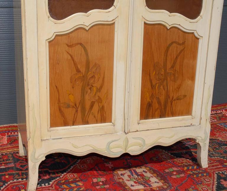 French Art Nouveau HandCarved and Painted Cupboard / Wardrobe