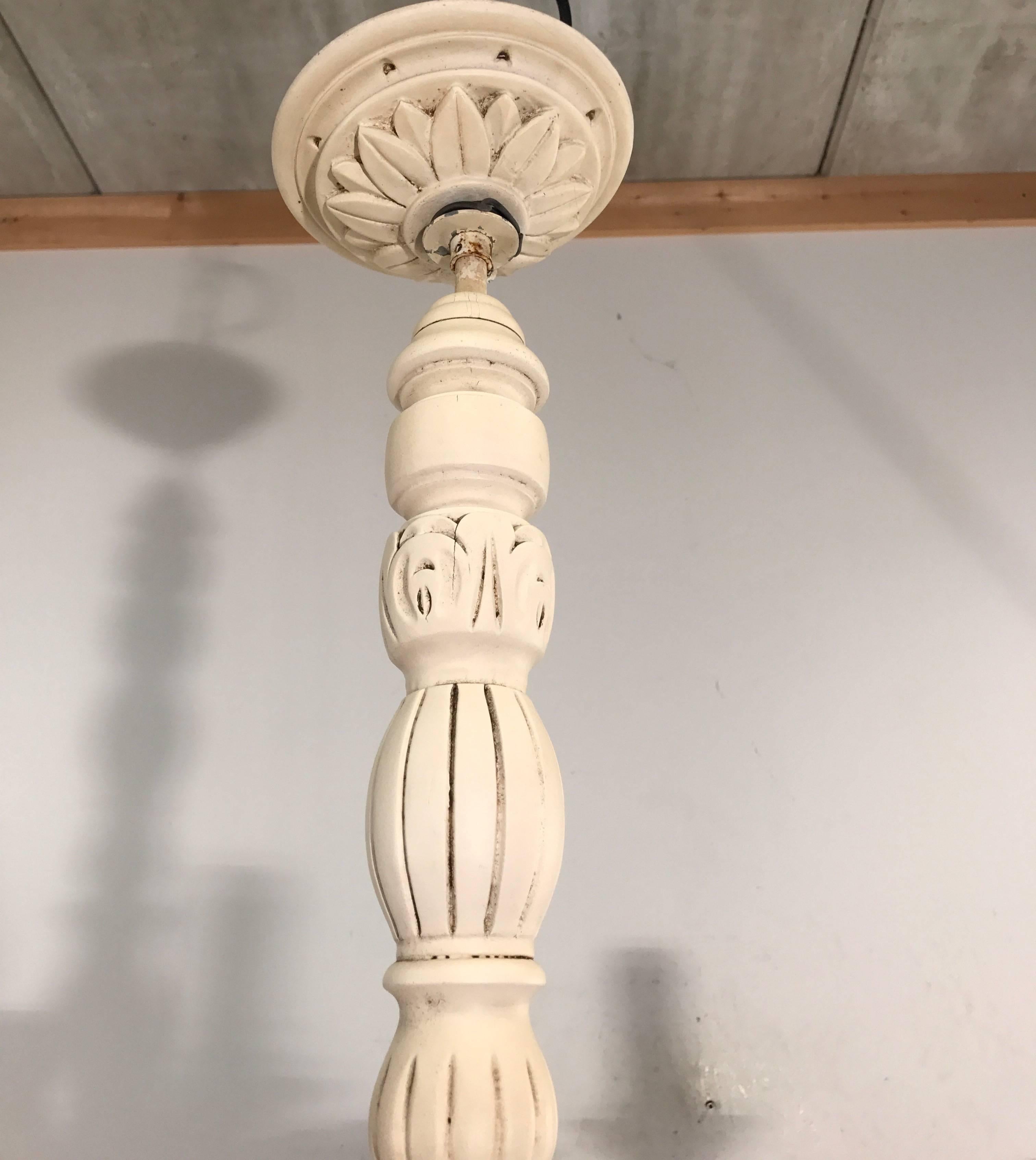 Rare Art Nouveau Fine Quality Carved Chandelier / Pendant Light Chandelier 1910s For Sale 2