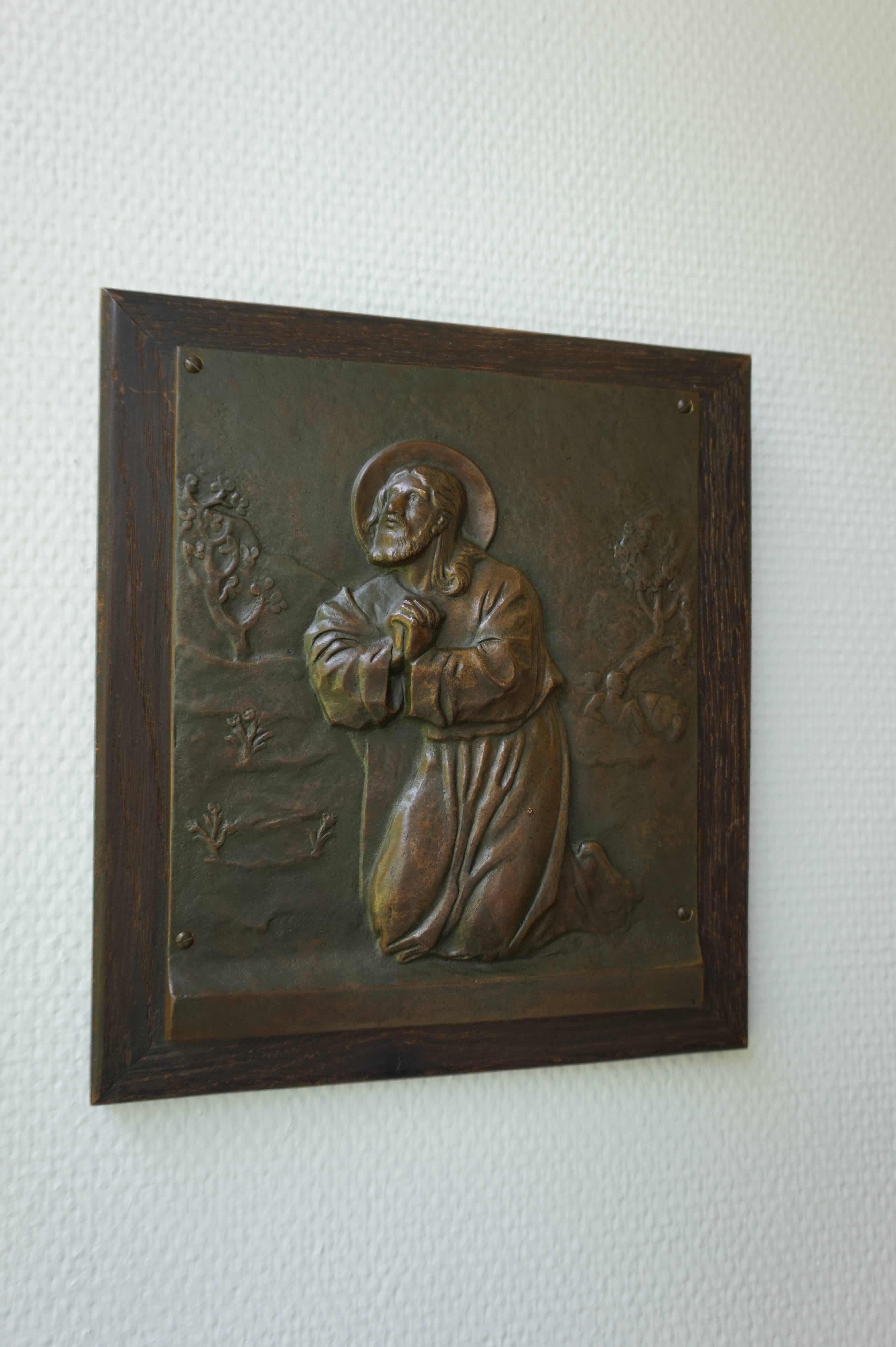 Stunning Bronze Wall Plaque in Relief of Christ Praying on the Mount of Olives In Excellent Condition In Lisse, NL