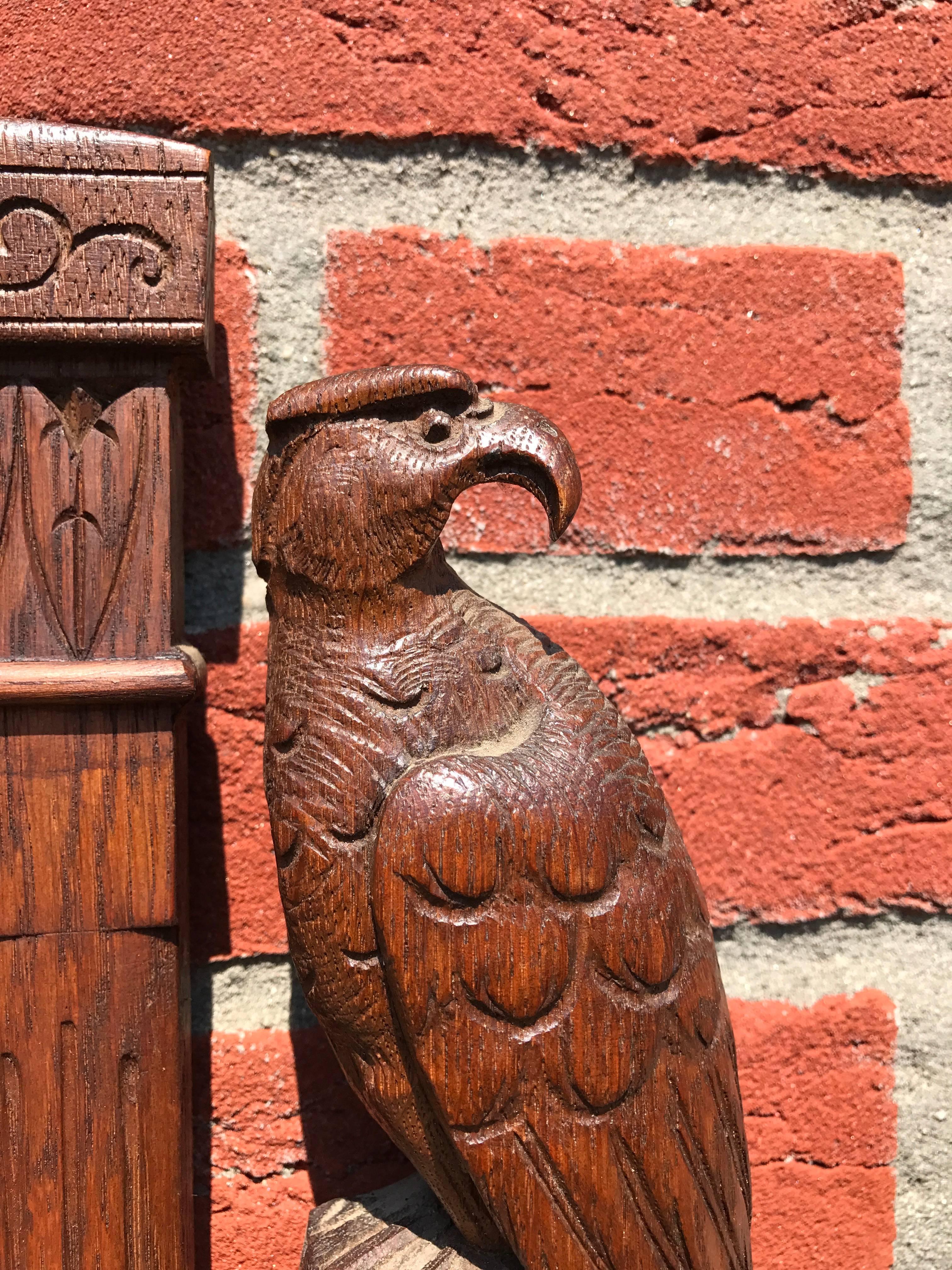 Arts and Crafts Unique Arts & Crafts Hand Carved Wall Barometer with Eagle Sculptures