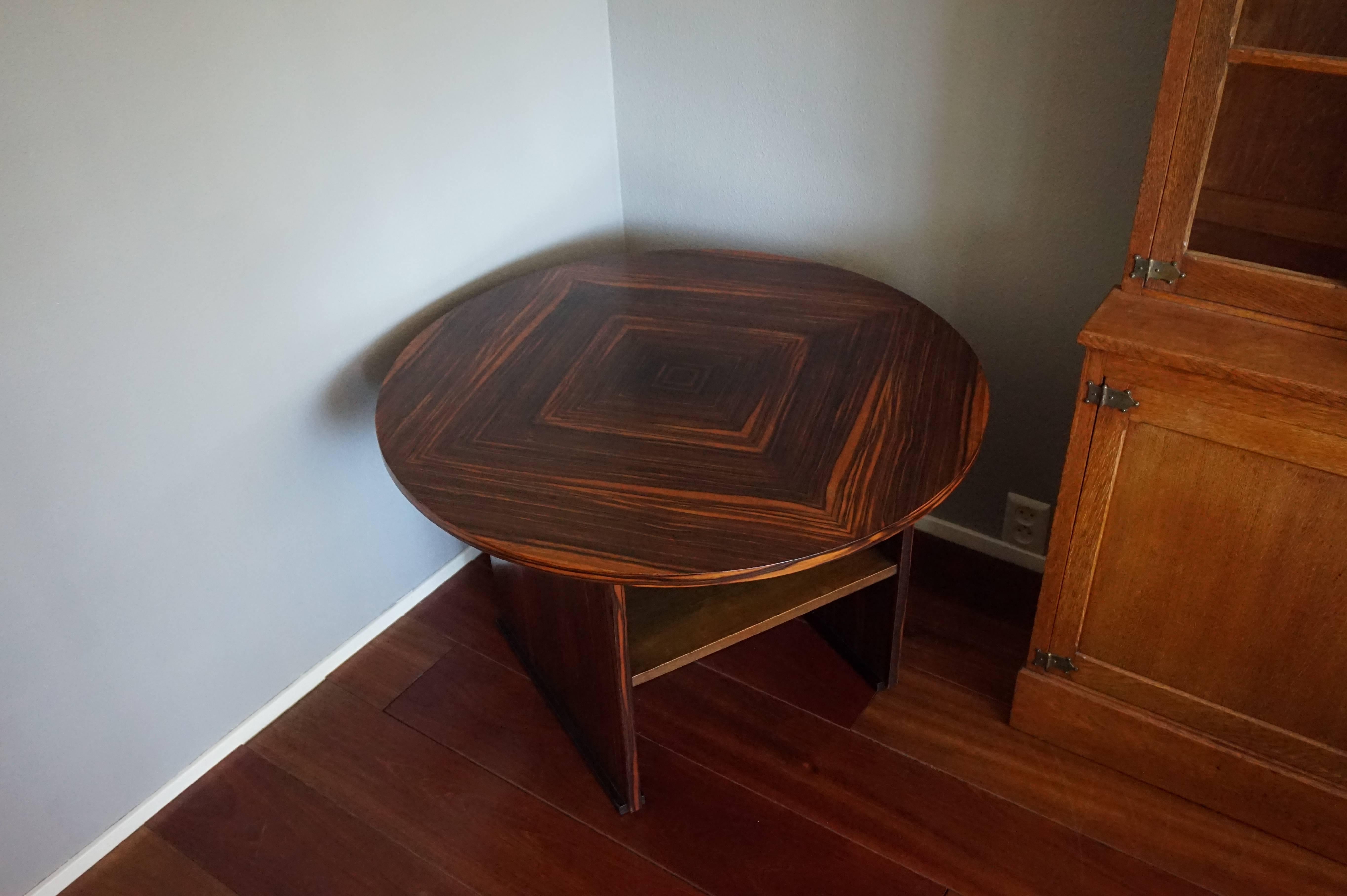 Stunning Geometric Design Macassar Art Deco Coffee Table by Pander, the Hague In Excellent Condition In Lisse, NL
