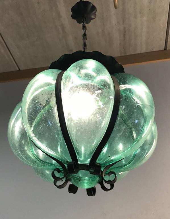 Vintage Mouth Blown Thick Glass Style Pendant Light Ceiling