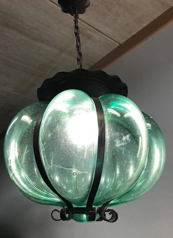 Vintage Mouth Blown Thick Glass Style Pendant Light Ceiling
