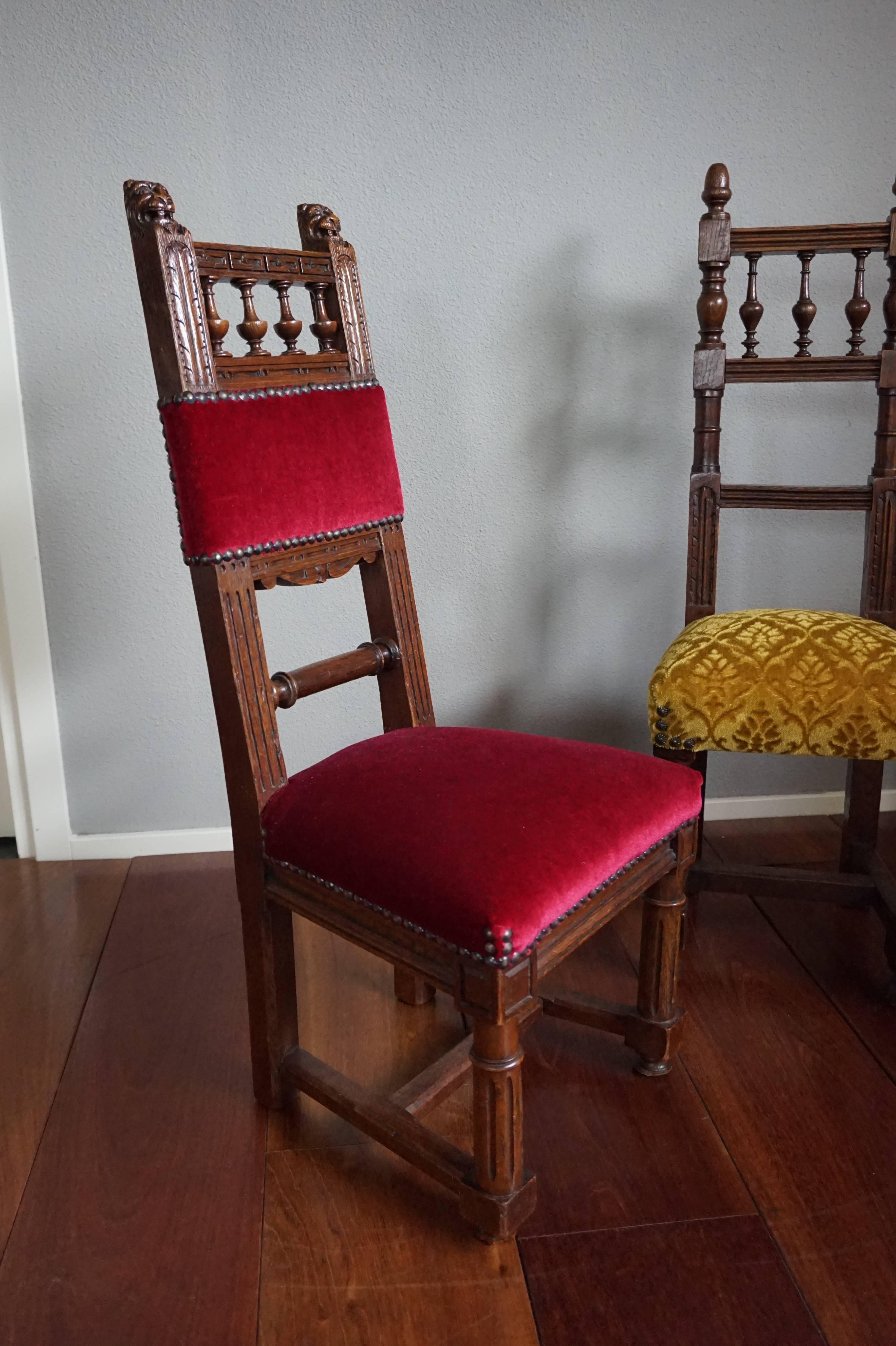 European Two Excellent & Rare Handcrafted Solid Oak Chairs for Small Children or Dolls For Sale
