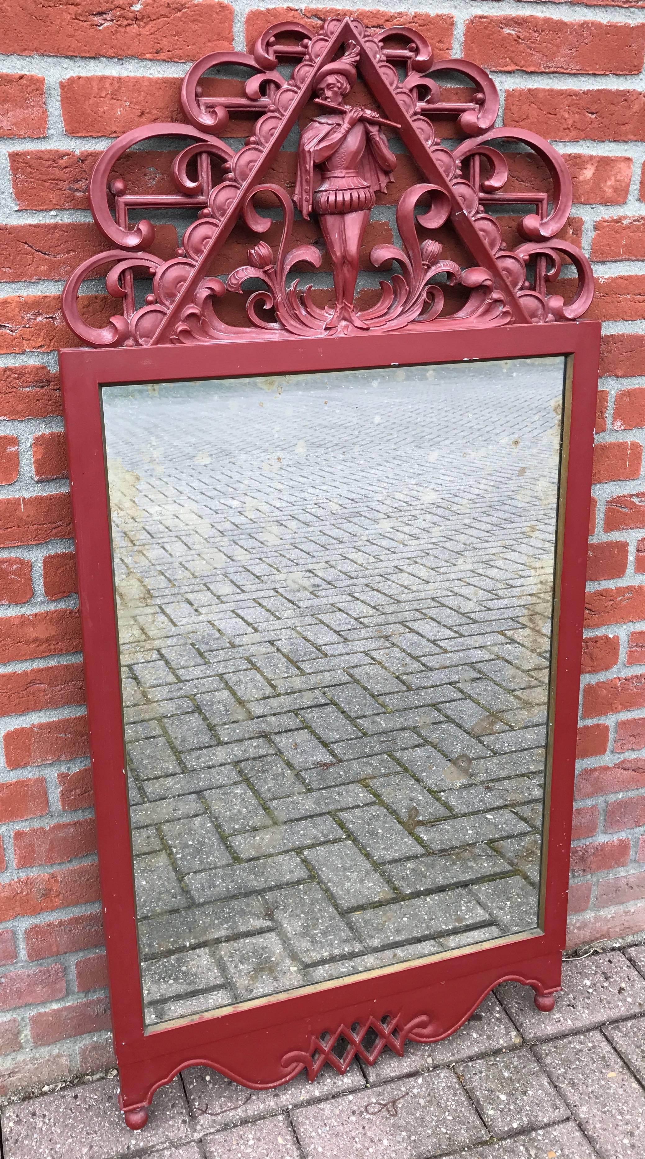 Good size and highly decorative, Dagobert Peche or style mirror.

Looking for a unique and attractive timless wall mirror for your hallway or above your fireplace? This all handcrafted specimen with the original mirror will actually look great in