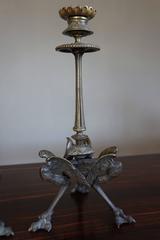 Pair of Late 19th Century Figural Bronze Candlesticks Candleholders & Claw Feet