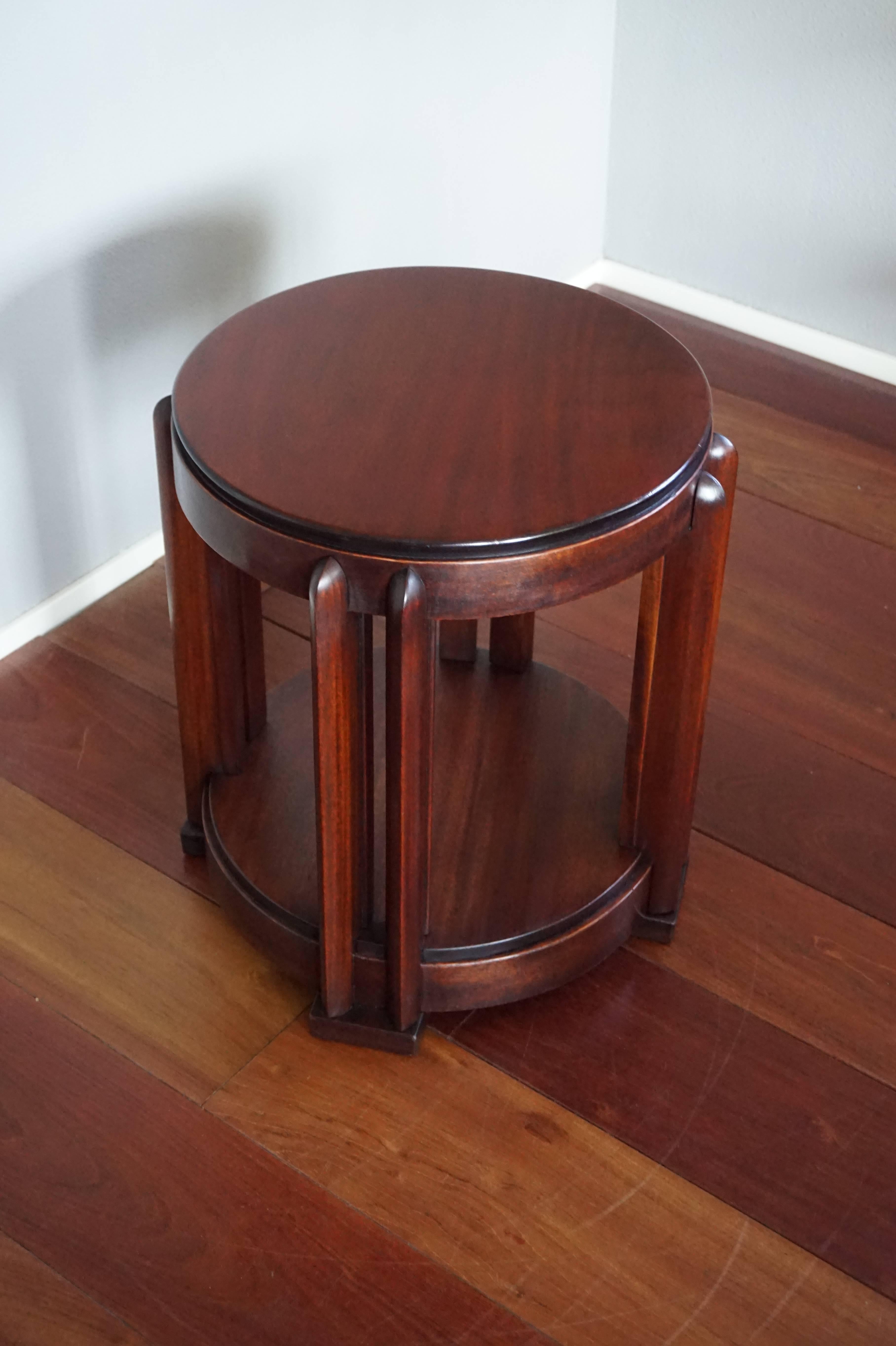 Hand-Crafted Stunning Mahogany Amsterdam School Occasional Table Attributed to Hildo Krop