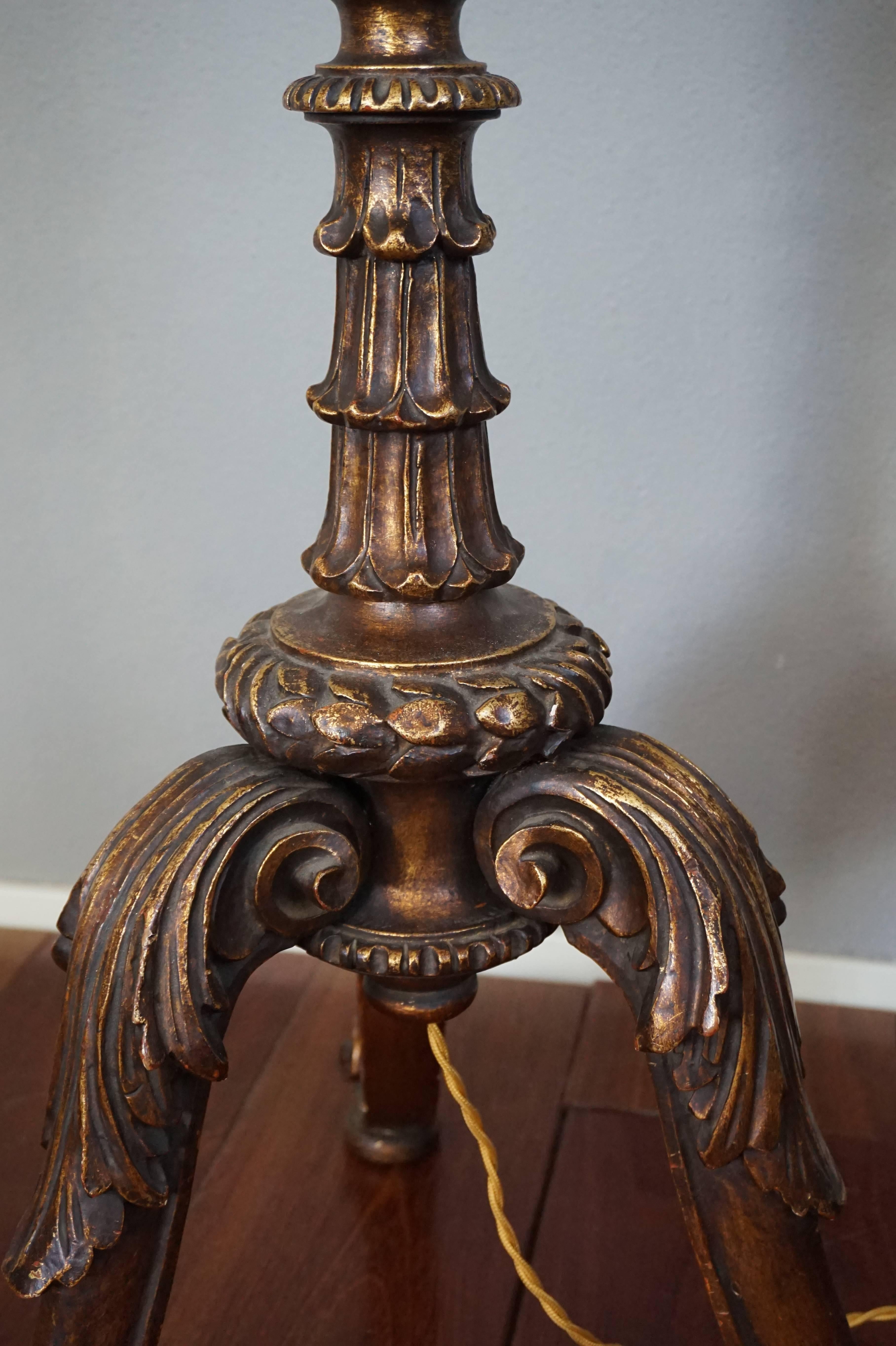 antique wood floor lamp