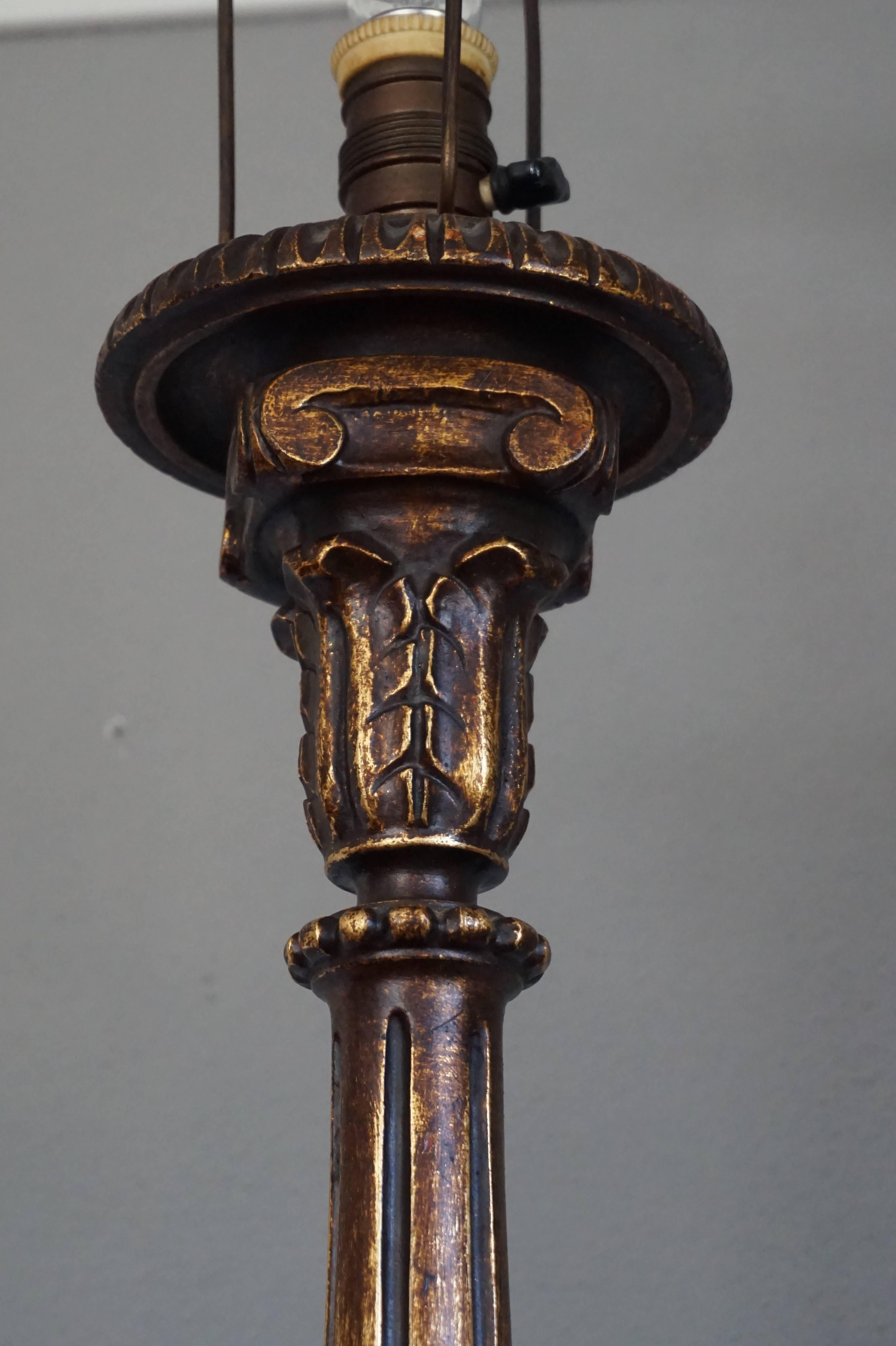 Baroque Revival Antique Carved and Gilt Baroque Style Floor Lamp Rewired and in Mint Condition For Sale