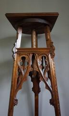 Antique and Large Hand Carved Gothic Revival Studio Work Easel / Sculpture Stand