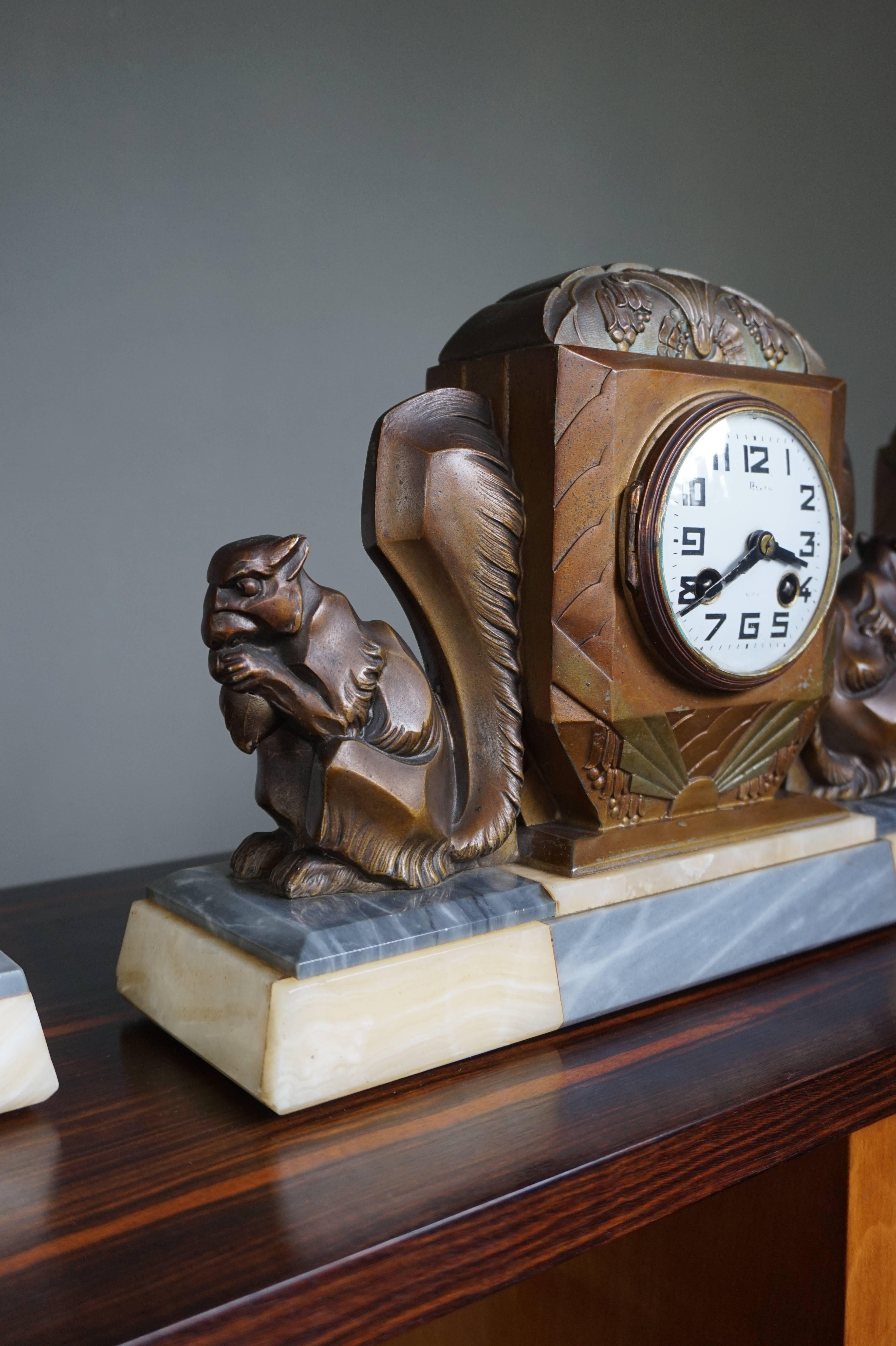 art deco clock garniture set