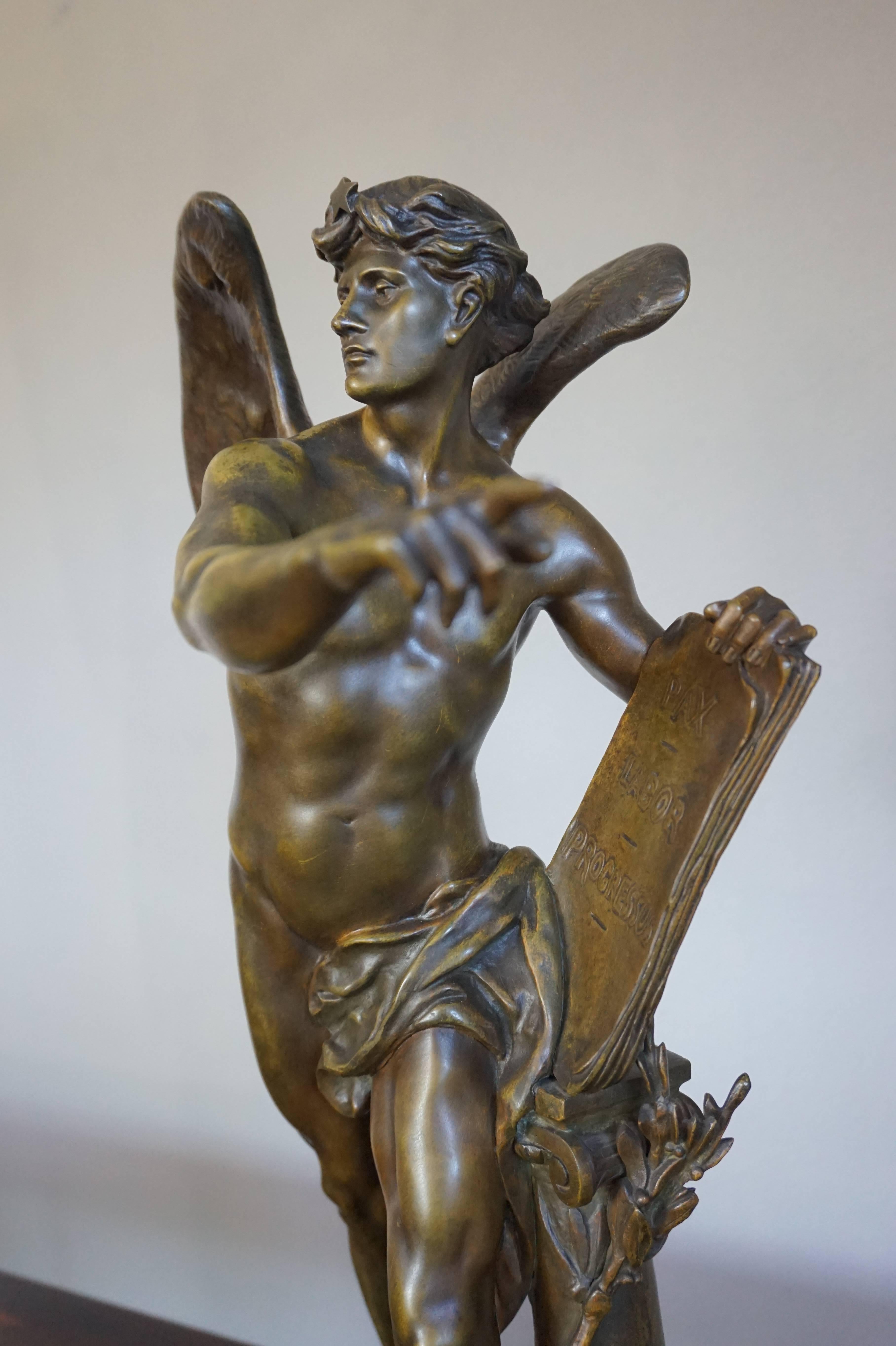 Antique and rare bronze statue.

If you find it hard to get inspired in everyday life then surround yourself with art that will. There is definitely beauty, honesty, grace and wisdom in this stunning work of art. The way in which Emil Louis