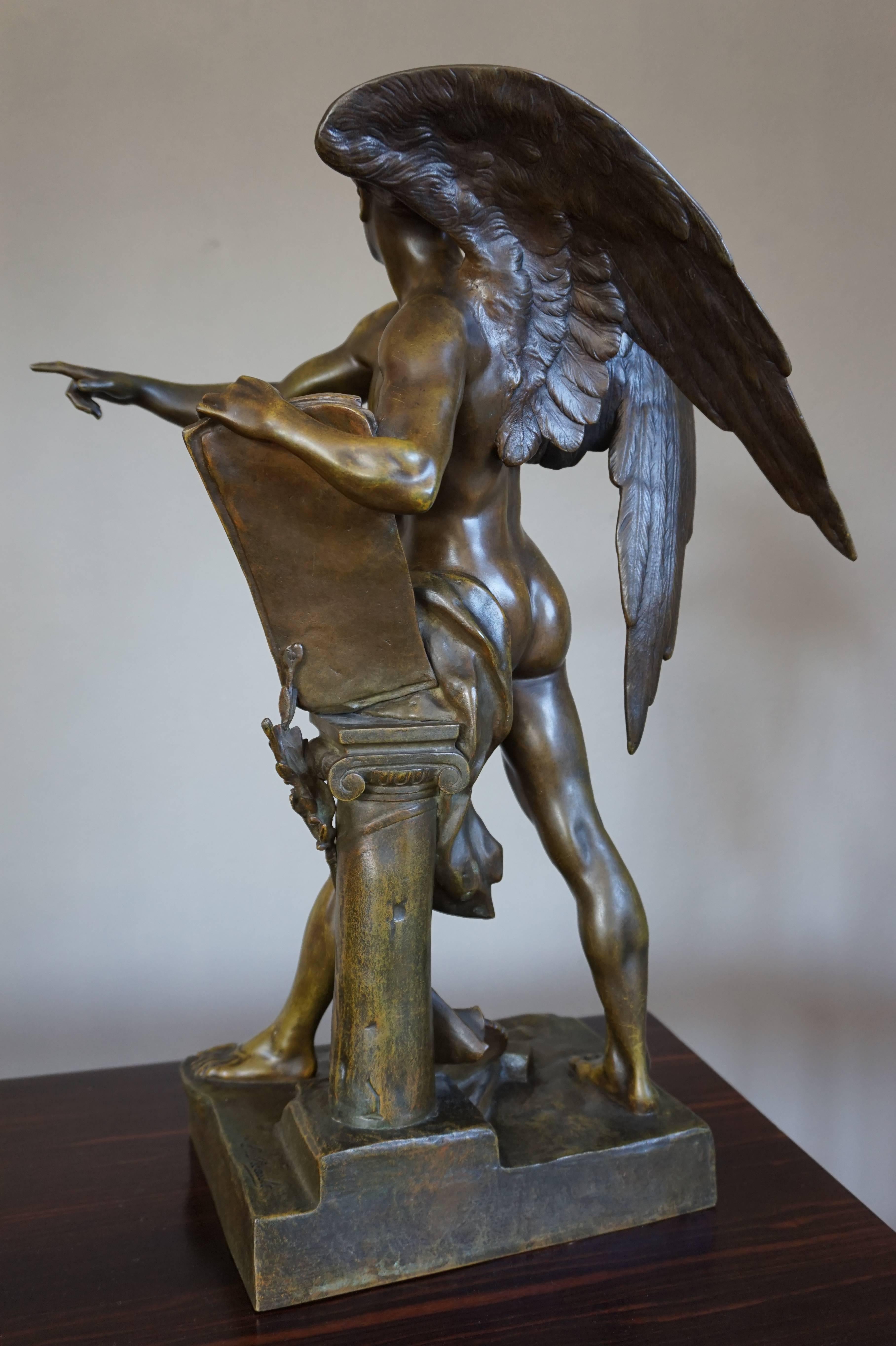 Stunning & Mint Bronze Sculpture the Genius of the Future by Emile Louis Picault 1