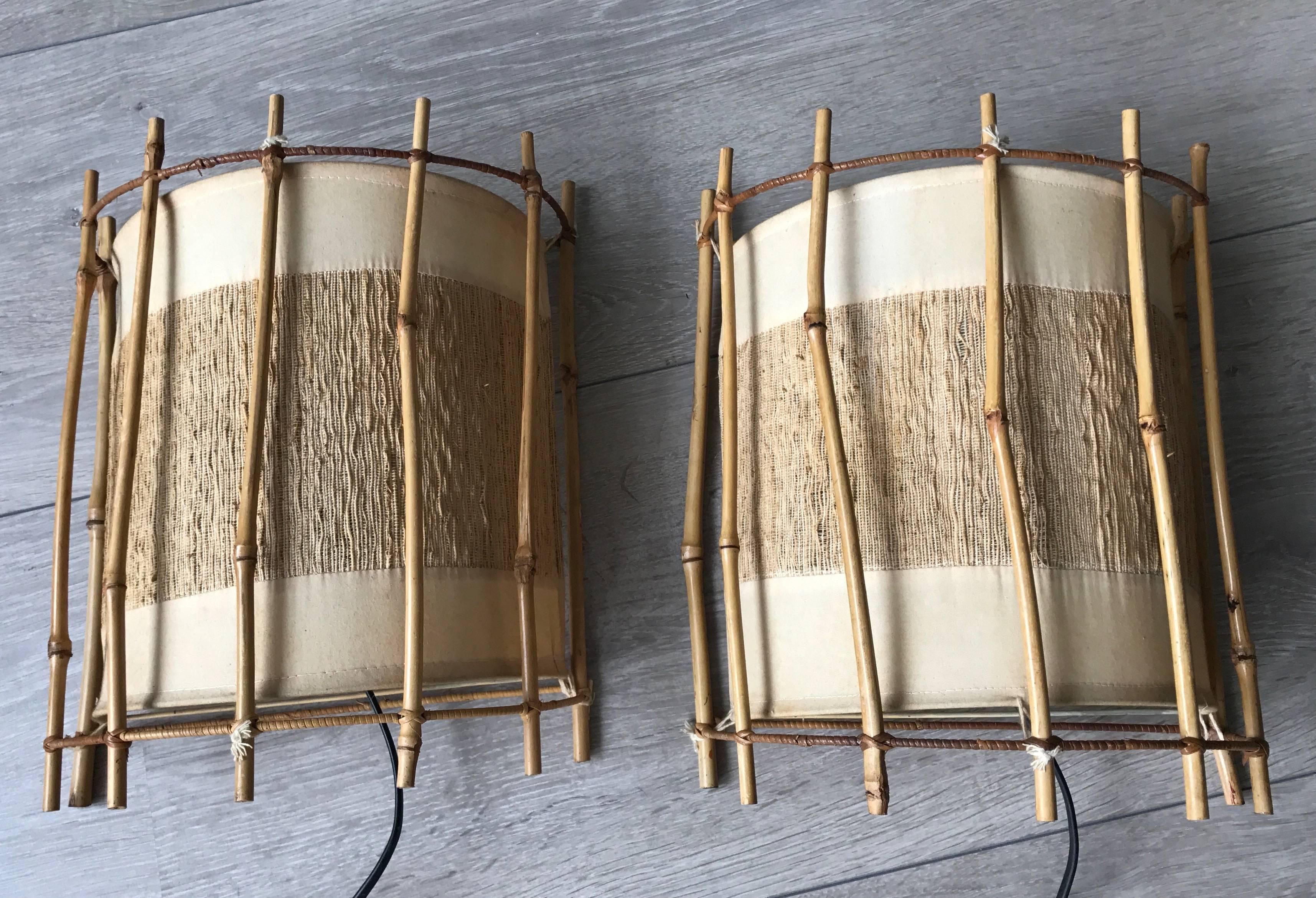 Wonderful, organic design and light colored sconces.

These handcrafted from organic materials sconces are ideal for a Mid-Century Modern or a contemporary interior. Finding the right lighting solution without going for the obvious can be a real