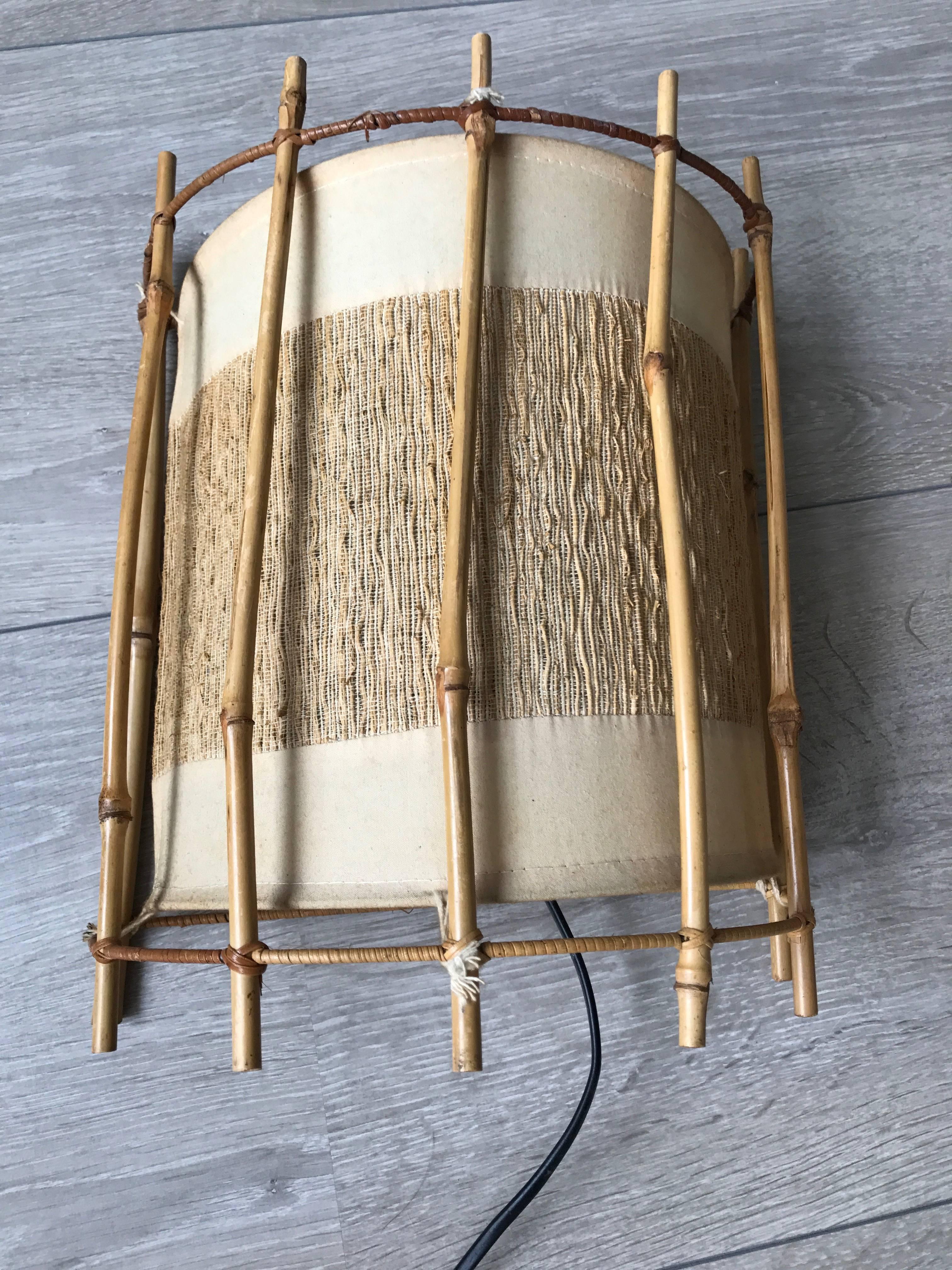 Mid-Century Modern Mid-Century Organic Design Pair of Bamboo Wall Sconces Vintage Set of Lamps