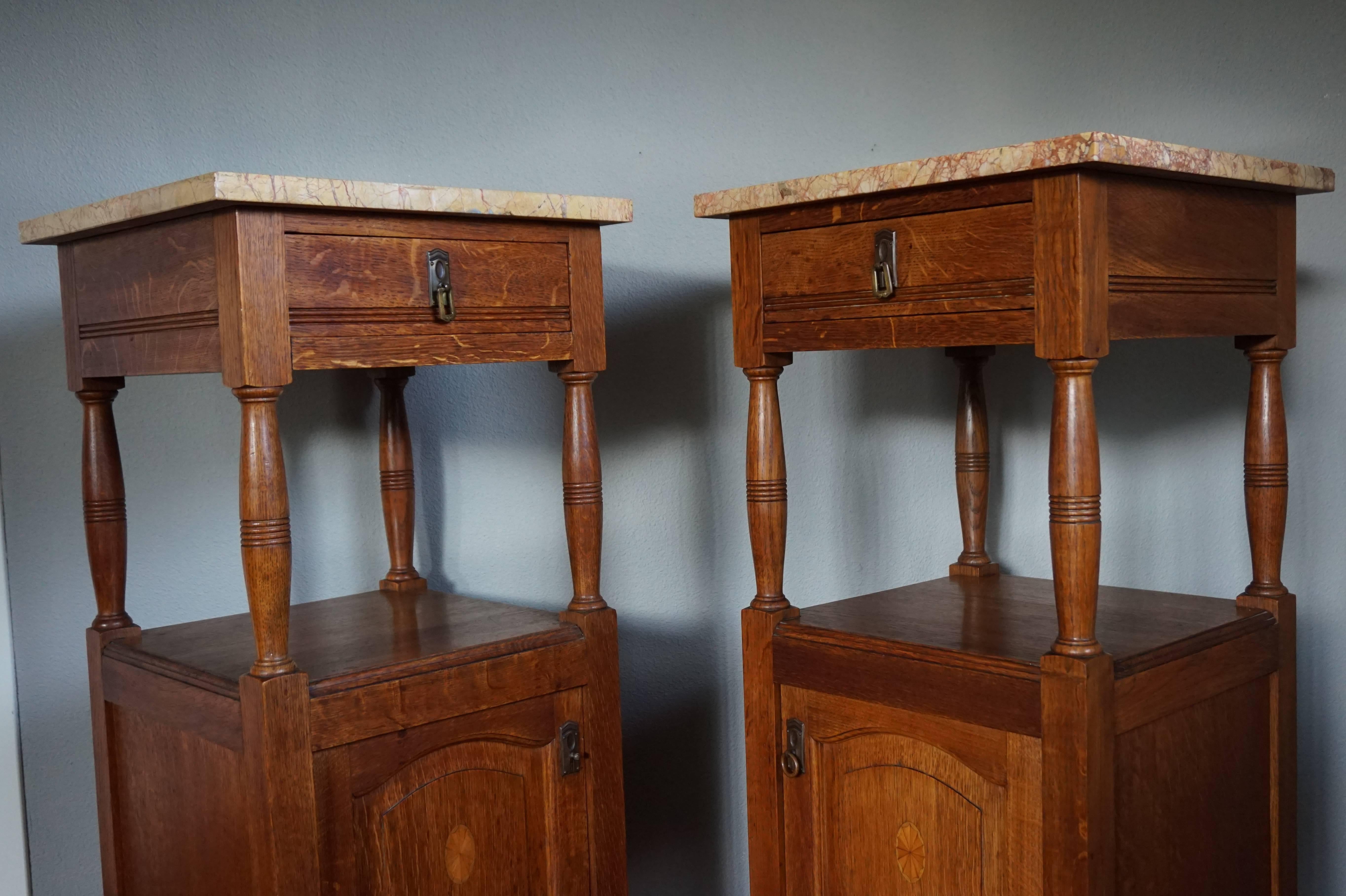 antique oak bedside tables