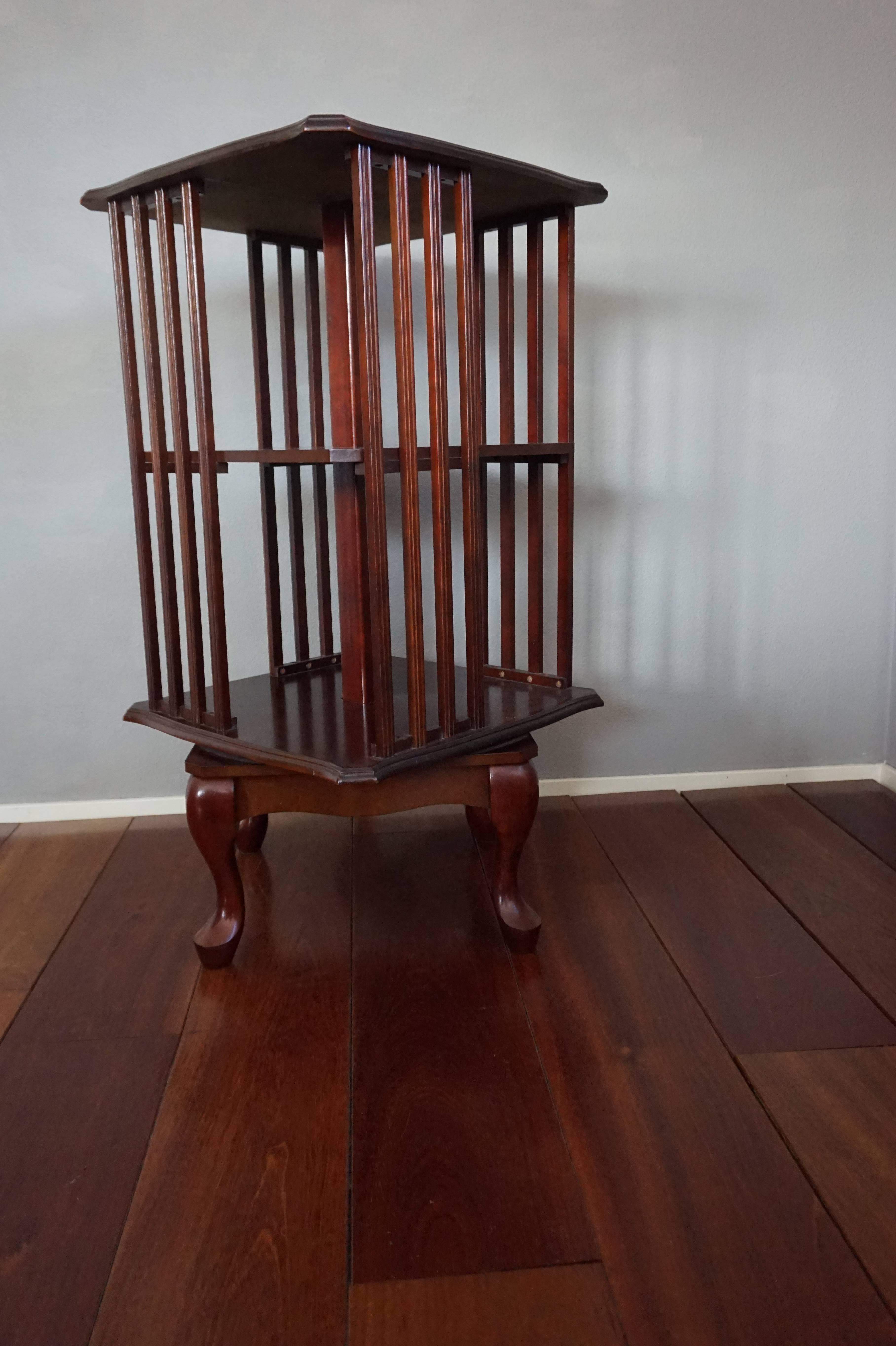 European Stylish and Practical Mahogany Queen Anne Style Revolving Bookcase
