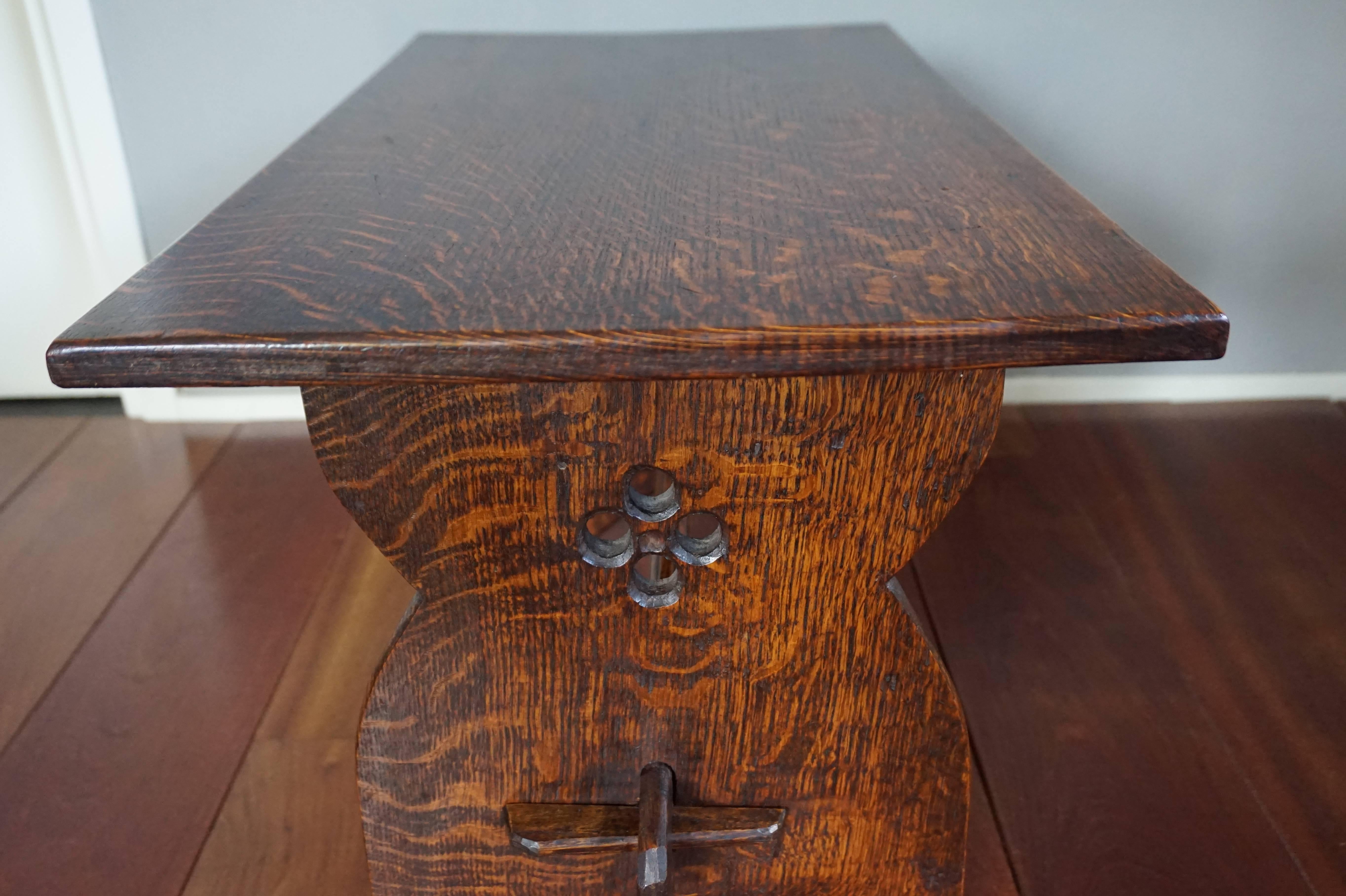 Early 20th Century Arts and Crafts Solid Tiger Oak Occasional or Side Table 3
