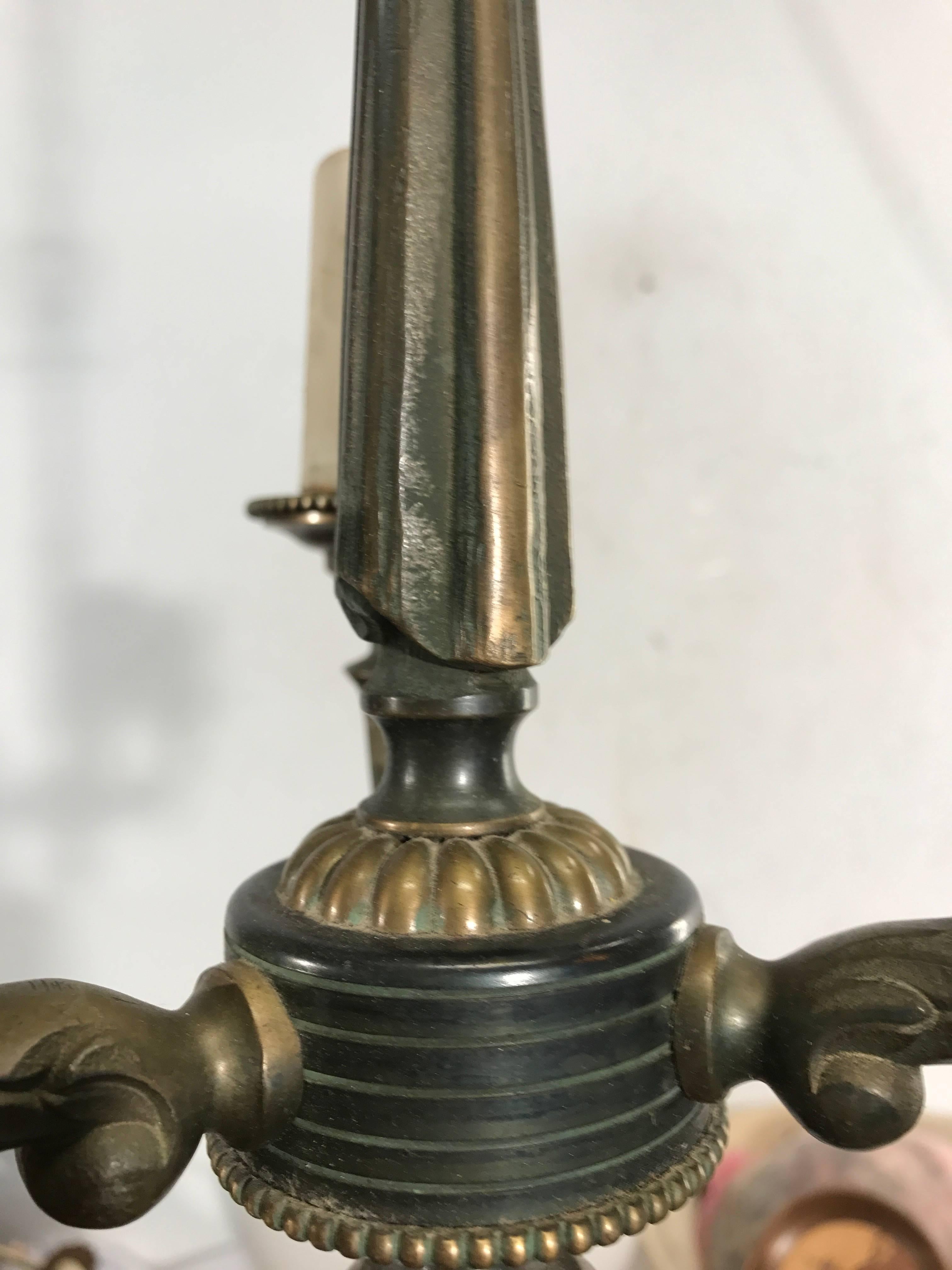 Small and Lovely Napoleon / Empire Style Bronze Chandelier / Pendant Light In Excellent Condition For Sale In Lisse, NL