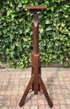 Magnificent Adjustable Wooden Sculpture or Plant Stand, Column / Pillar Easel