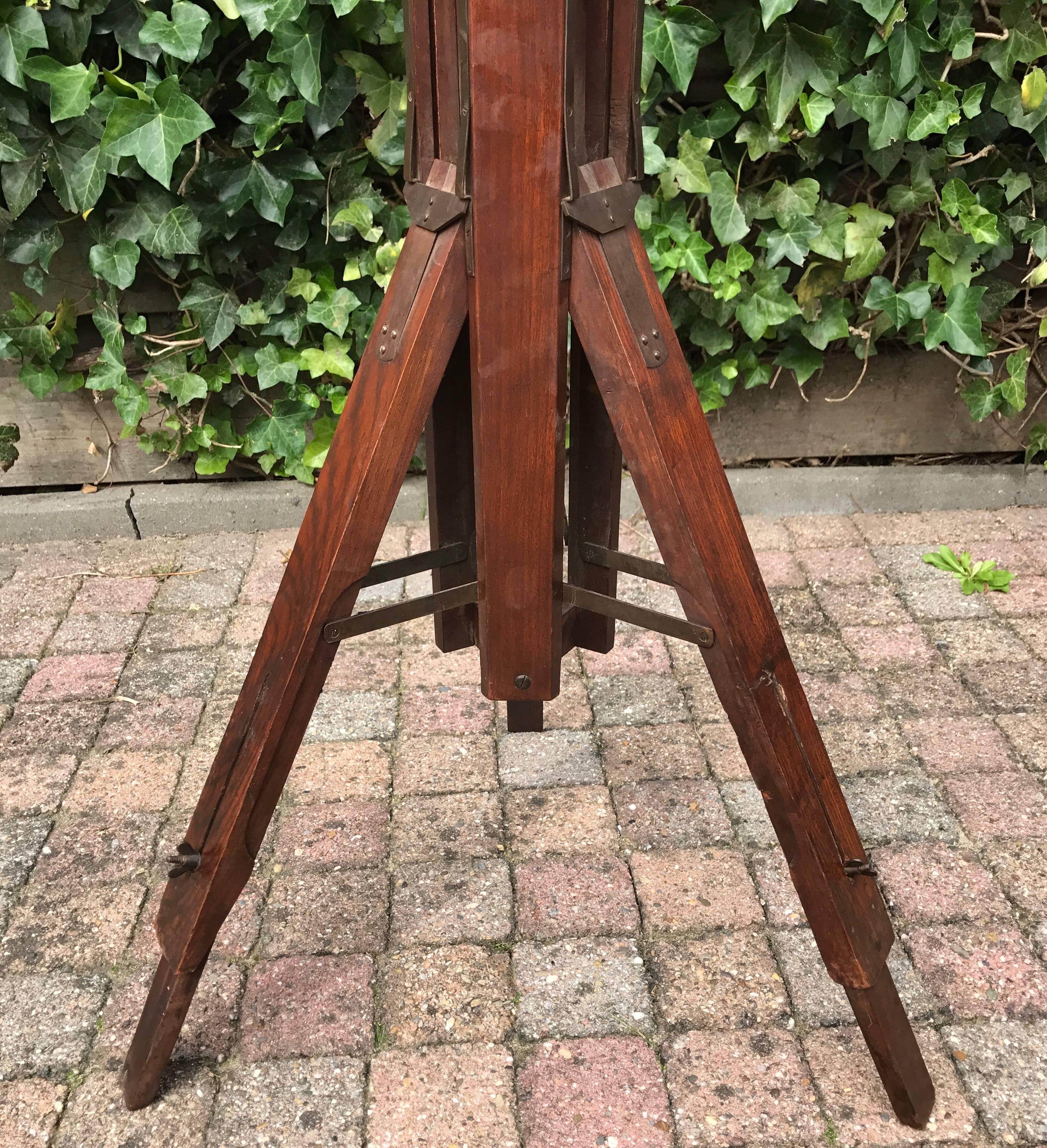 Hand-Crafted Magnificent Adjustable Wooden Sculpture or Plant Stand, Column / Pillar Easel