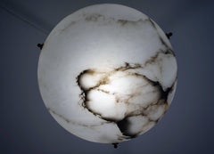 Large & Beautiful Shape Antique Alabaster Pendant with Alabaster Canopy