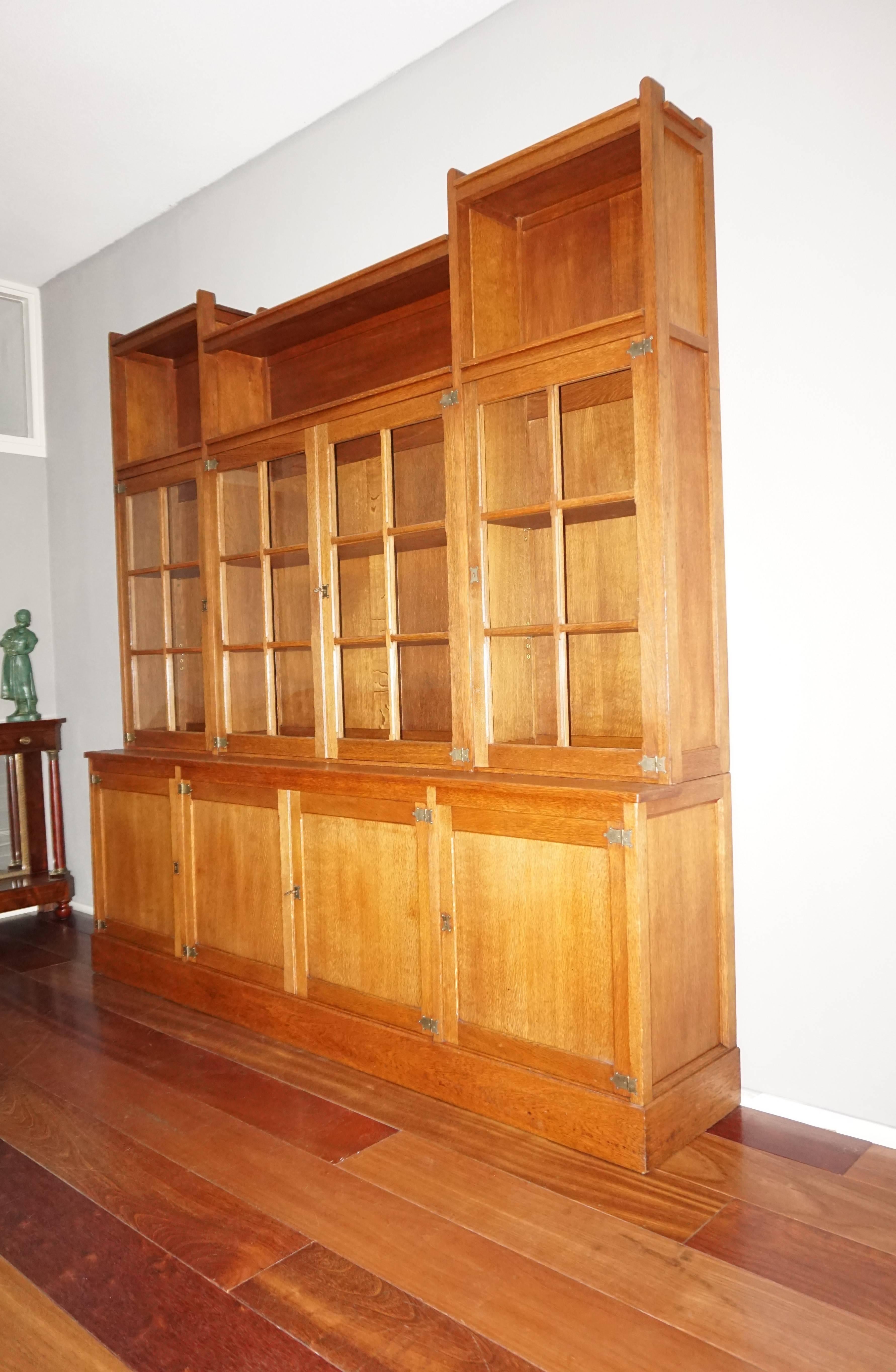 Unique and Important Dutch Arts and Crafts Oak Bookcase, Architect H.P. Berlage 1