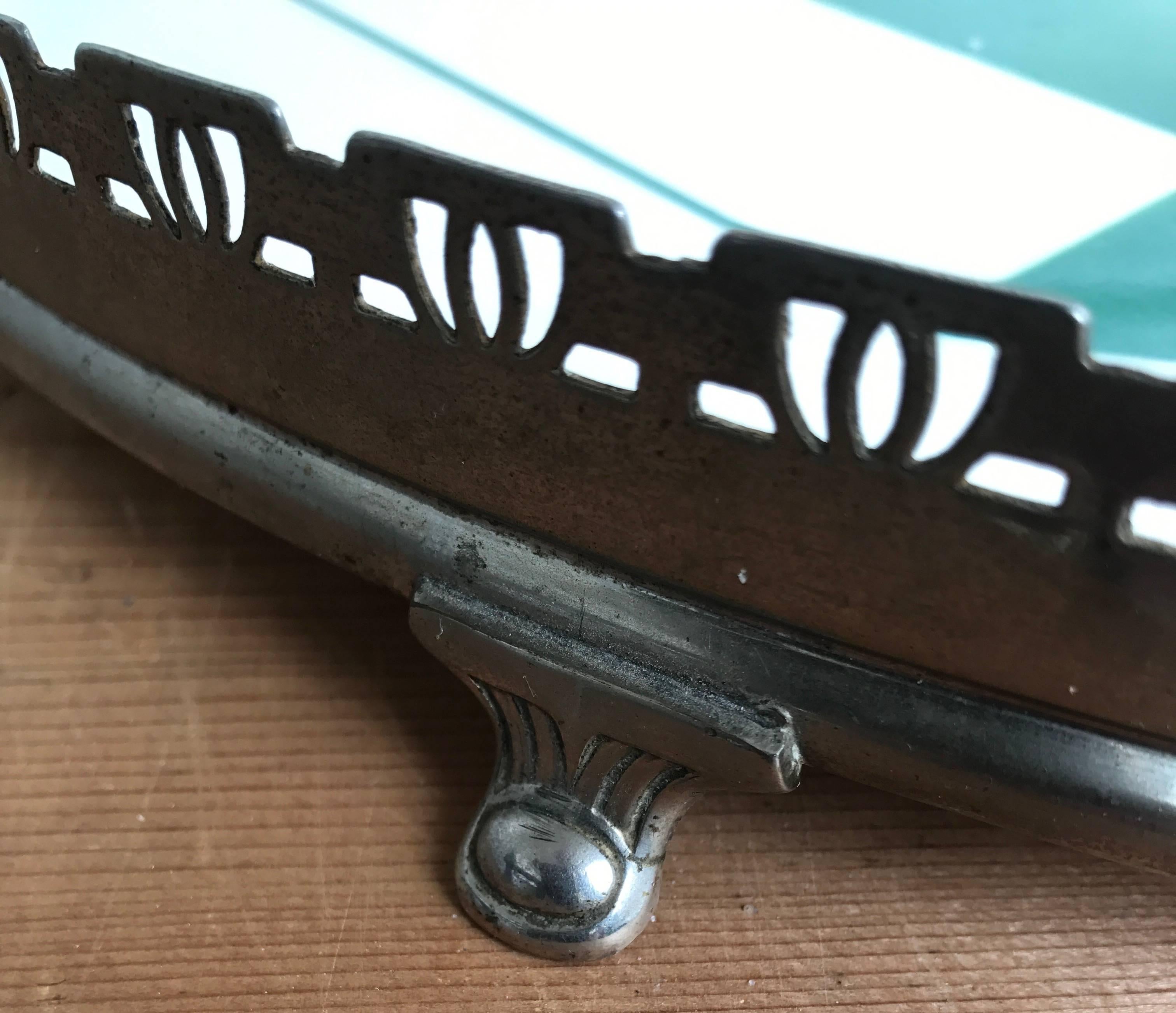 Rare Geometrical Design Art Deco Mint Tile Serving Tray 1920s with Makers Marks In Excellent Condition In Lisse, NL