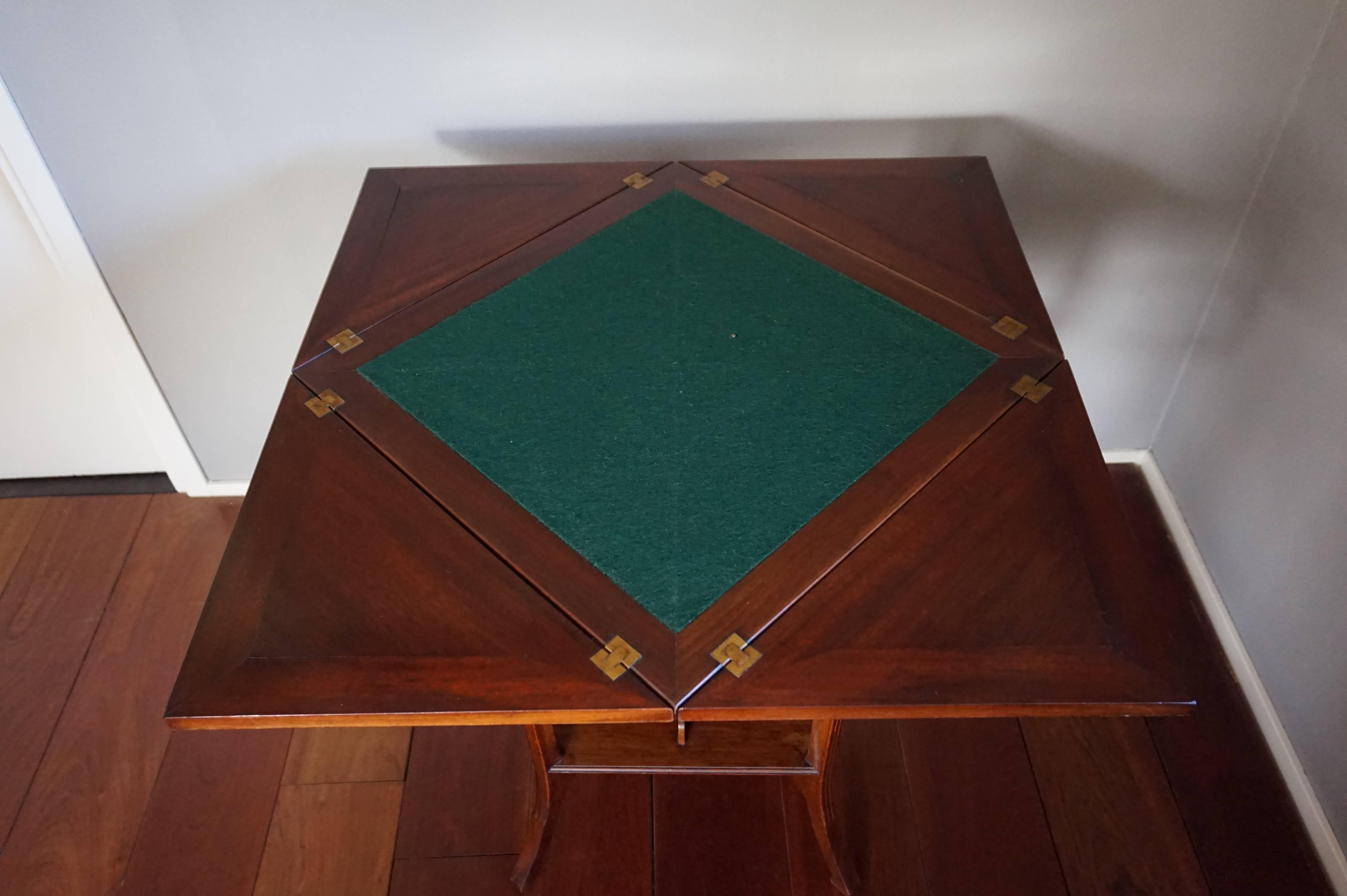 Hand-Crafted Jugendstil Mahogany Cards/Games Table with Bookcase by Pander of the Hague
