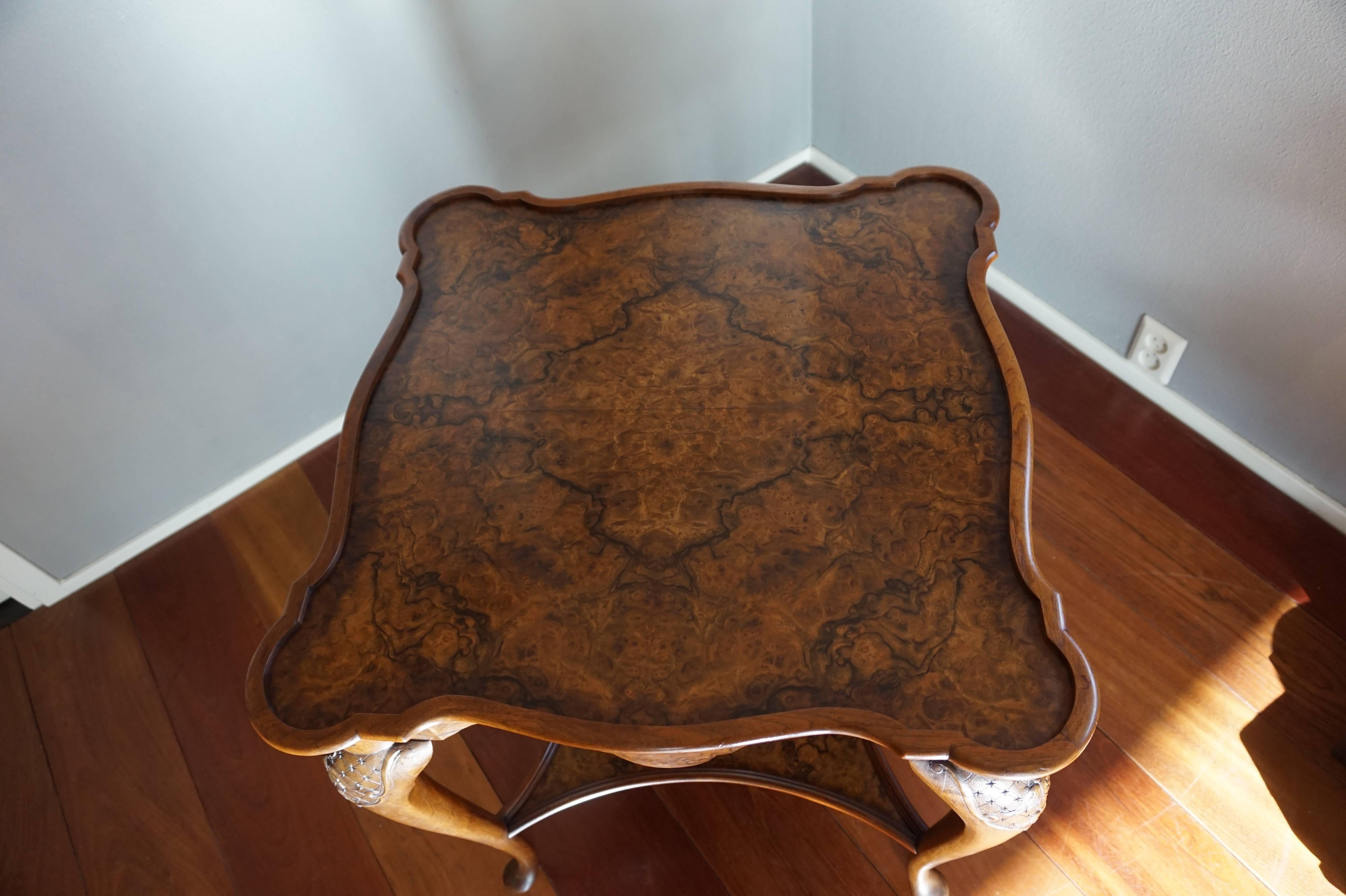 Hand-Crafted Early 20th Century Chippendale Style Burl Walnut Drinks Table and Tray by Pander For Sale