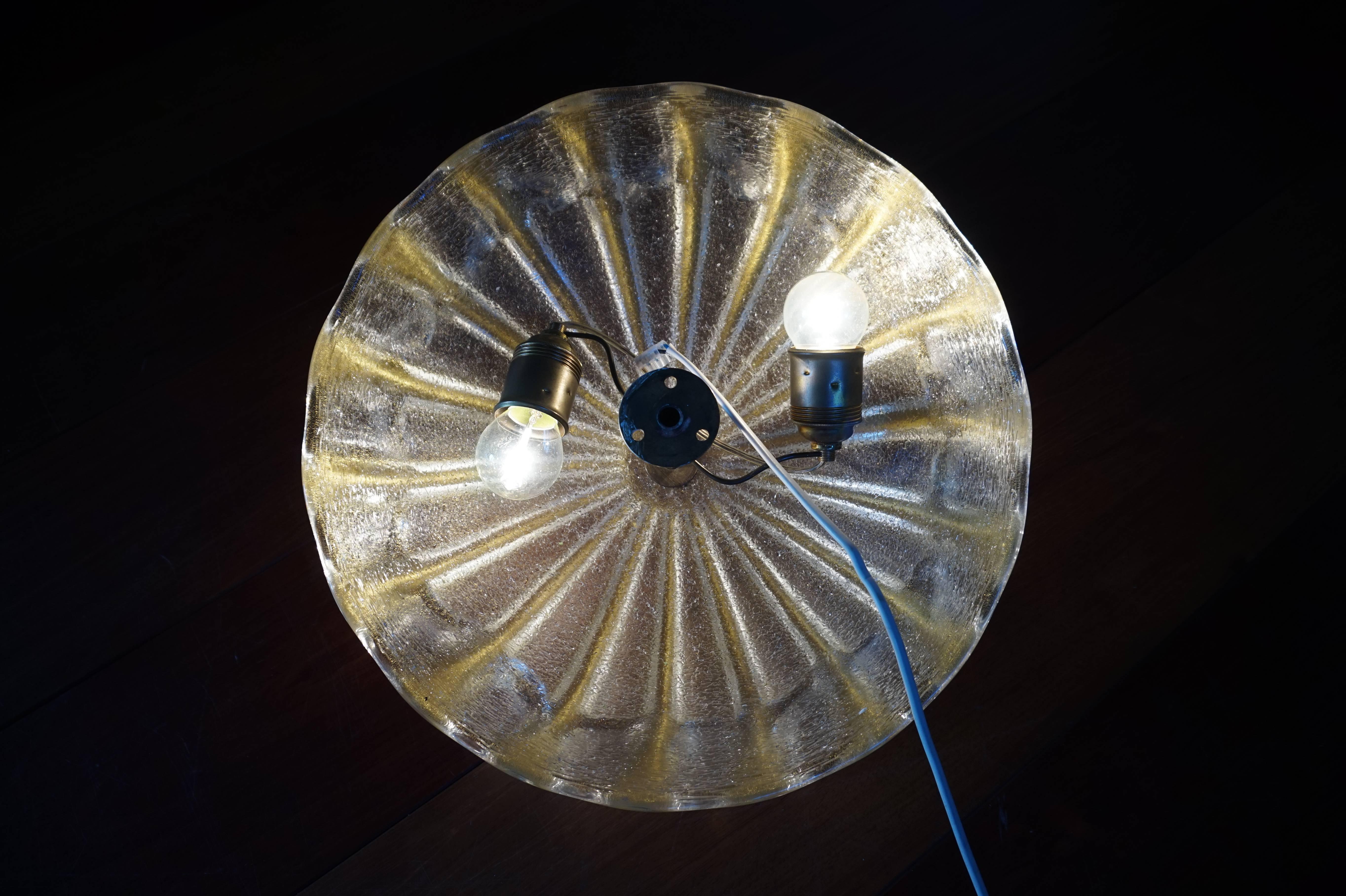 Italian Rare Murano Ceiling Lamp with Gold Flakes Attributed to Seguso Vetri Dárte
