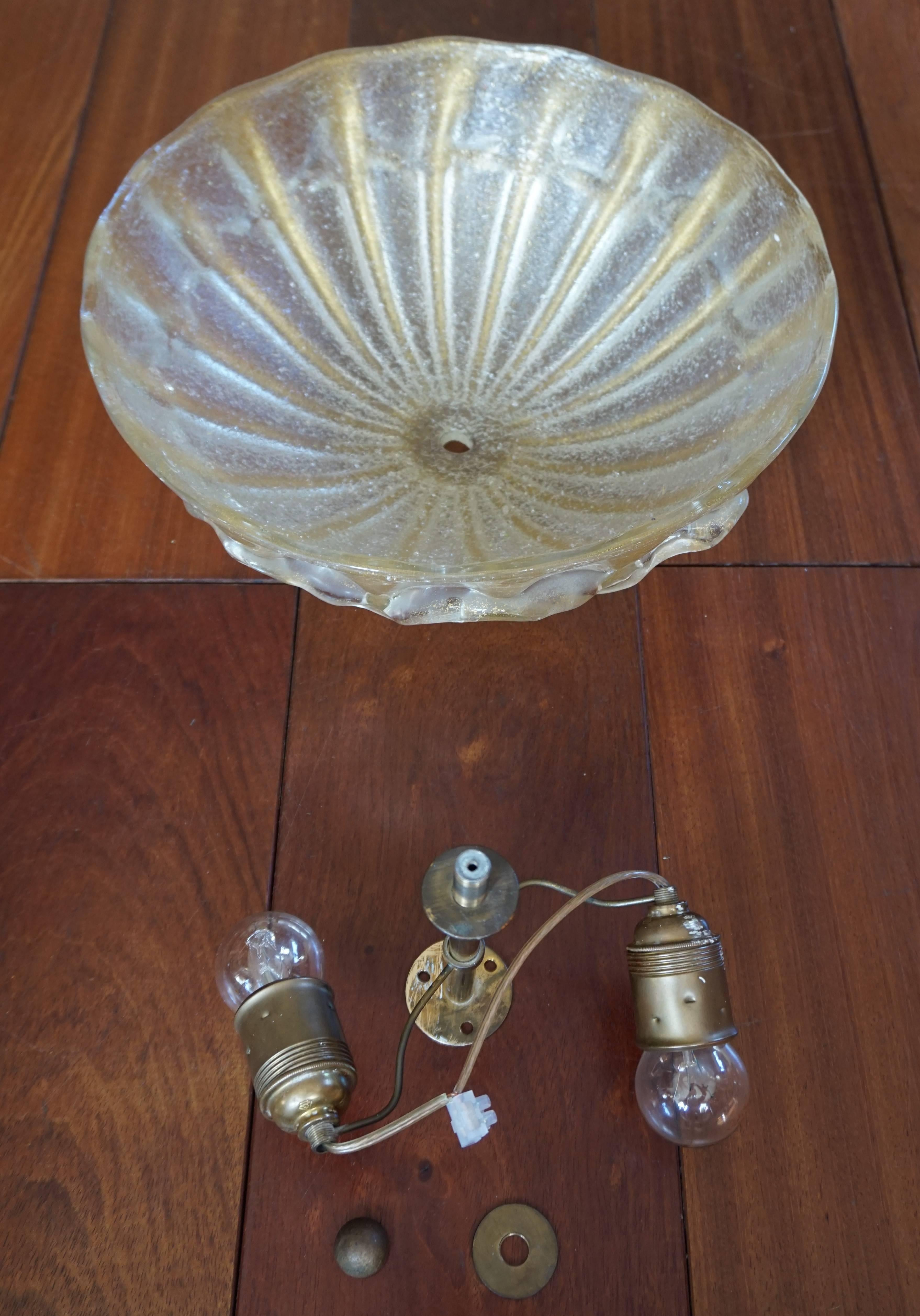 Rare Murano Ceiling Lamp with Gold Flakes Attributed to Seguso Vetri Dárte In Excellent Condition In Lisse, NL