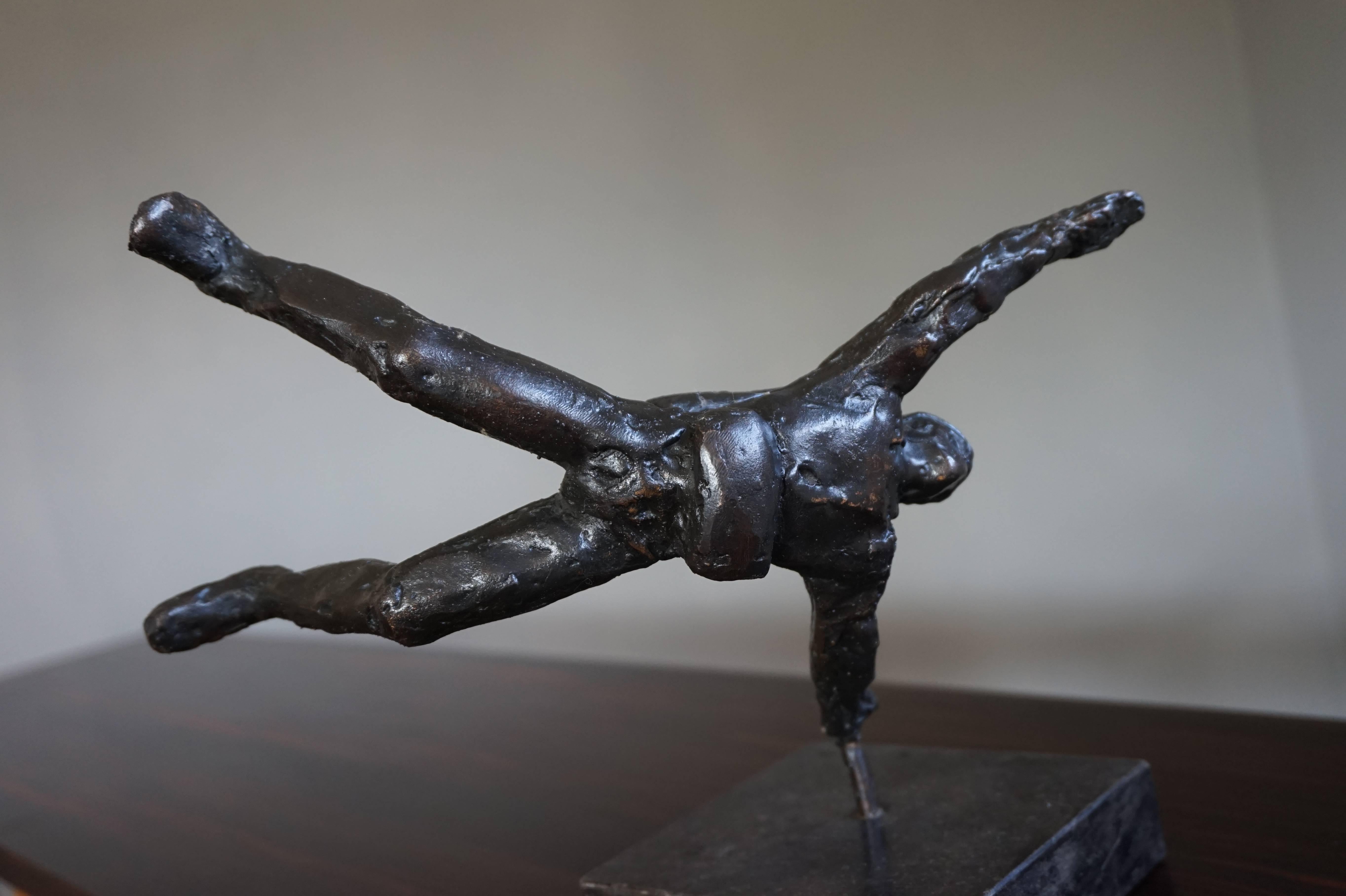 Rare Modern Bronze Sculpture of a Sky Diving Parachutist in Mid Air 1