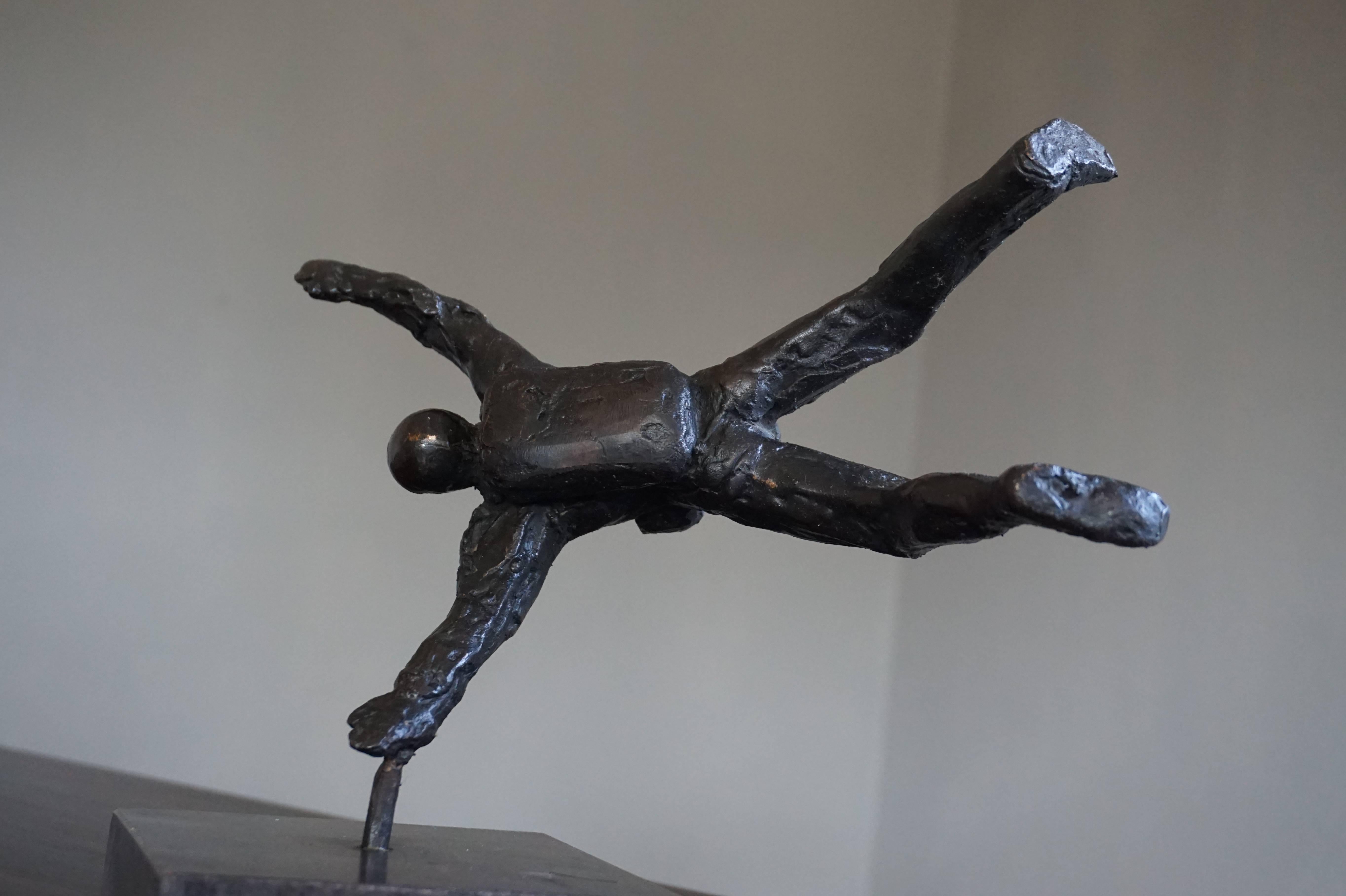 Rare Modern Bronze Sculpture of a Sky Diving Parachutist in Mid Air 2