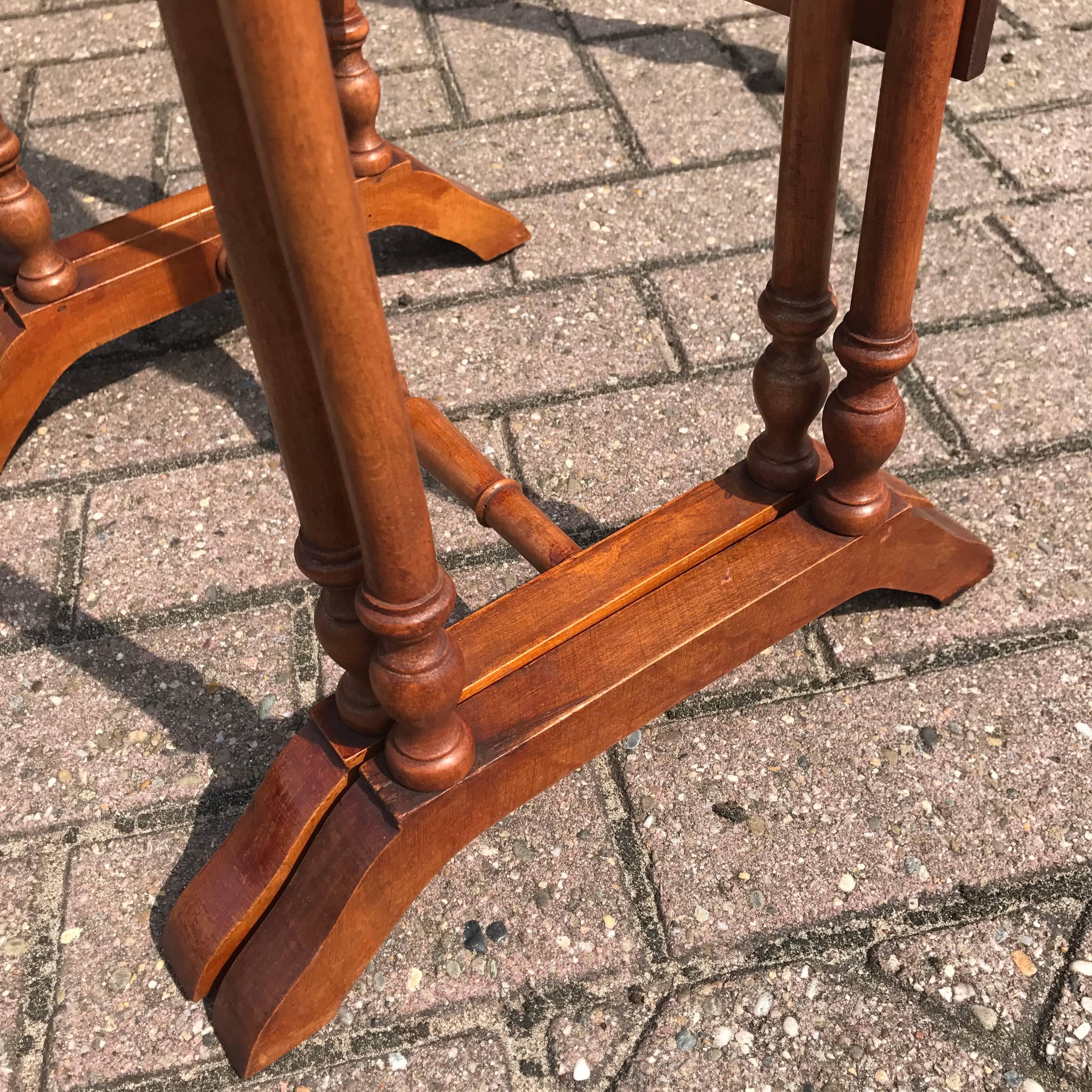 Art Nouveau Era Nest of Marquetry Tables with Inlaid Flowers in Gallé Style 3