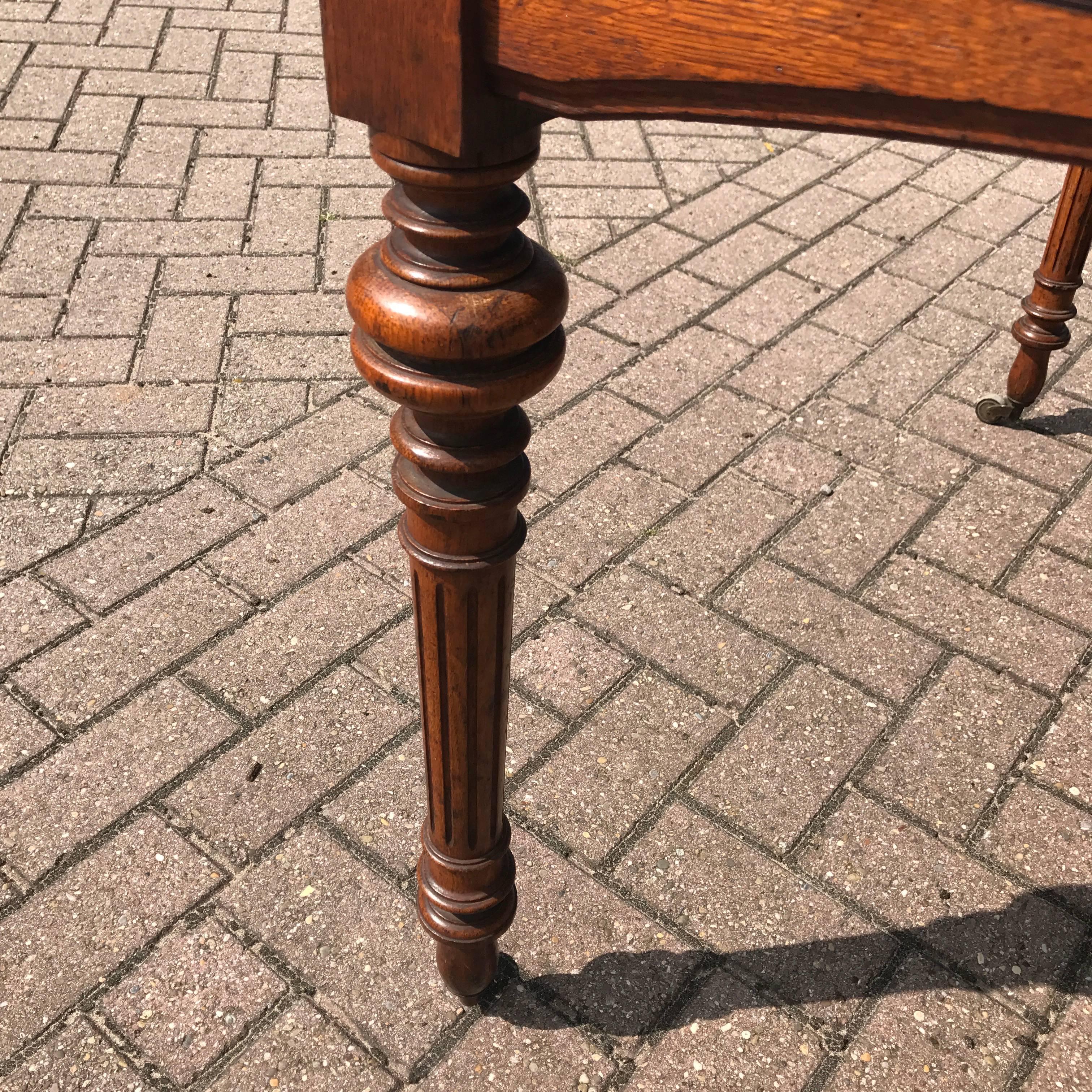 Stunning Antique Marquetry Inlaid Square Centre Table, French Nutwood on Casters For Sale 1