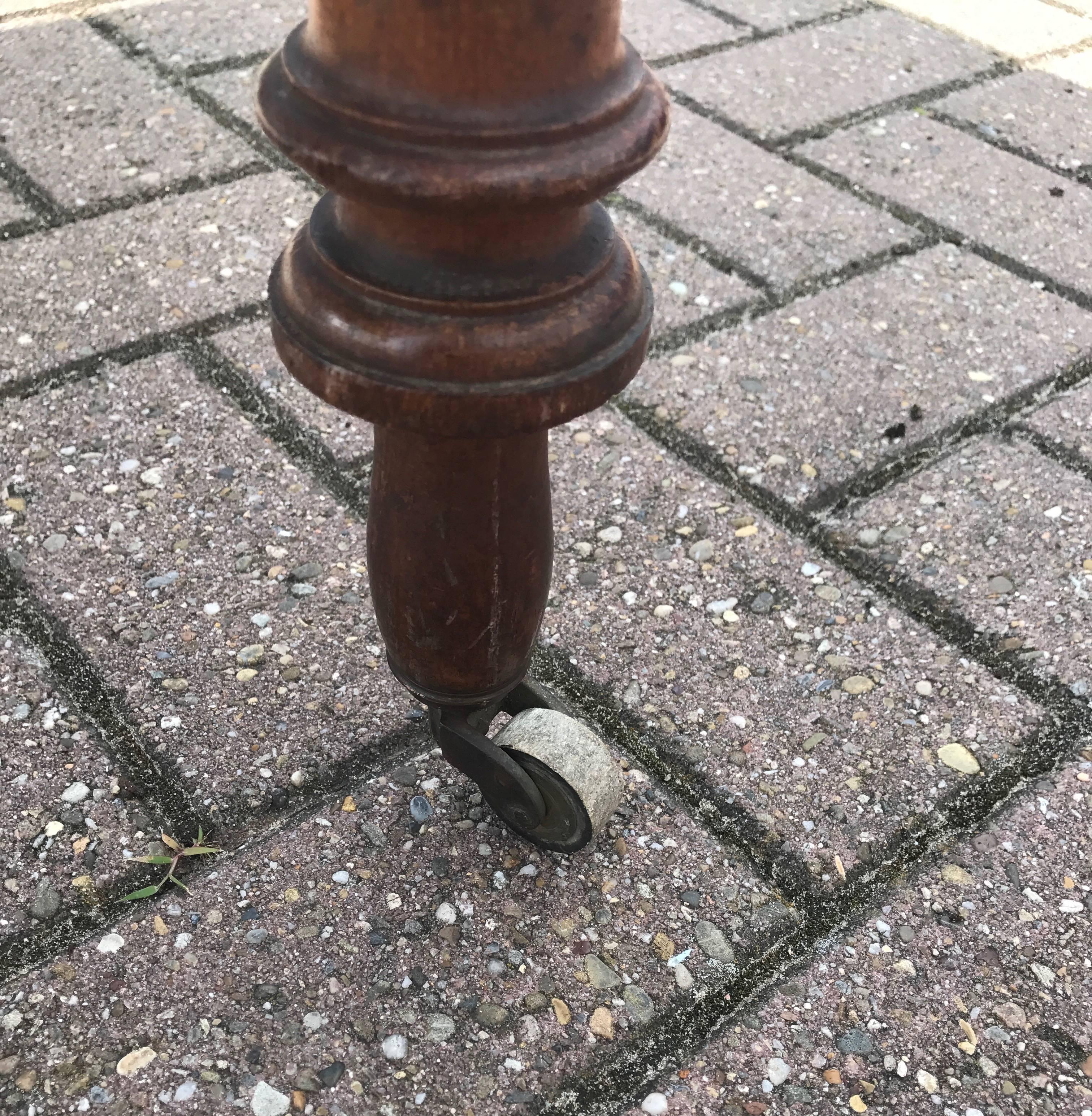 Stunning Antique Marquetry Inlaid Square Centre Table, French Nutwood on Casters For Sale 2