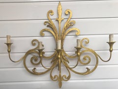 Large Wrought Iron Five-Light Single Wall Sconce Labelled Palladio, Italy
