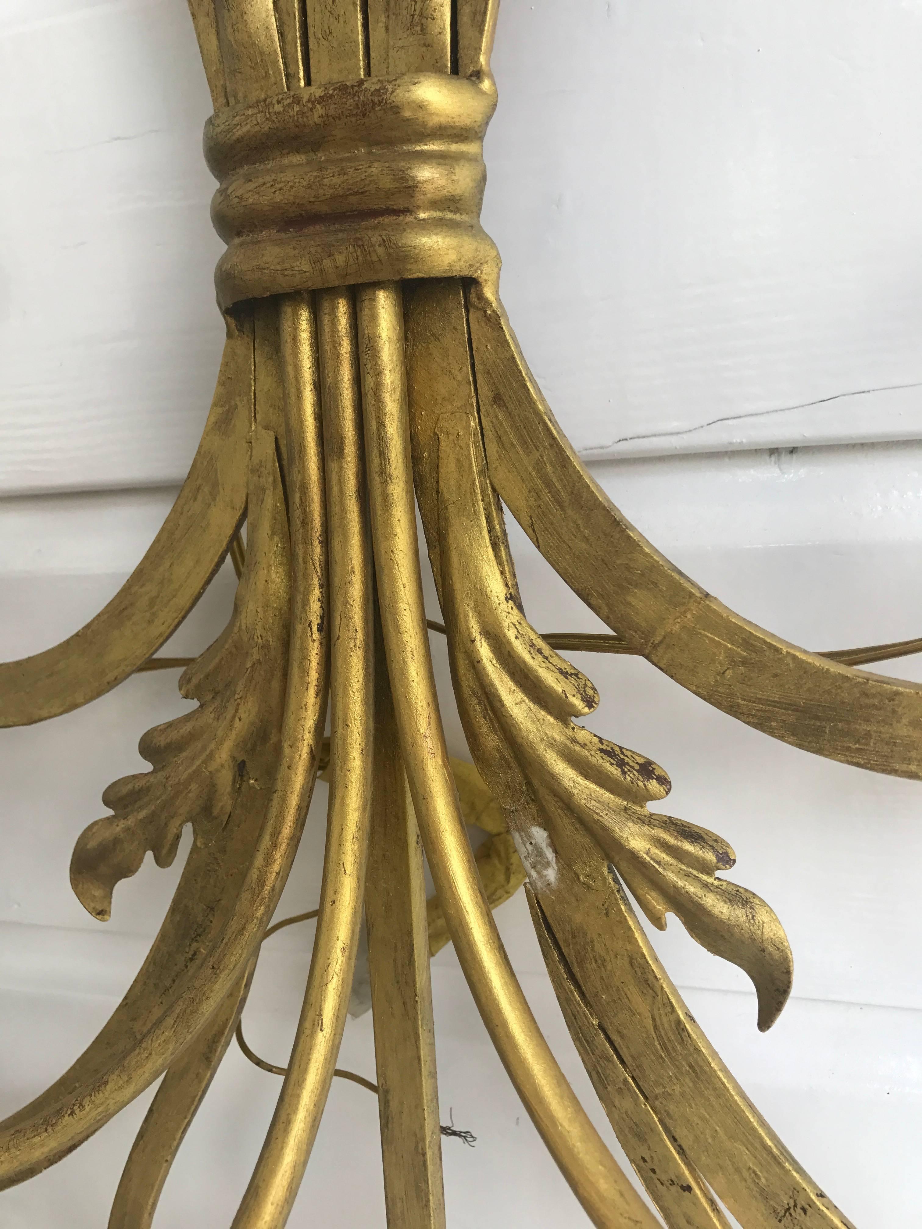 Hand-Carved Large Wrought Iron Five-Light Single Wall Sconce Labelled Palladio, Italy For Sale