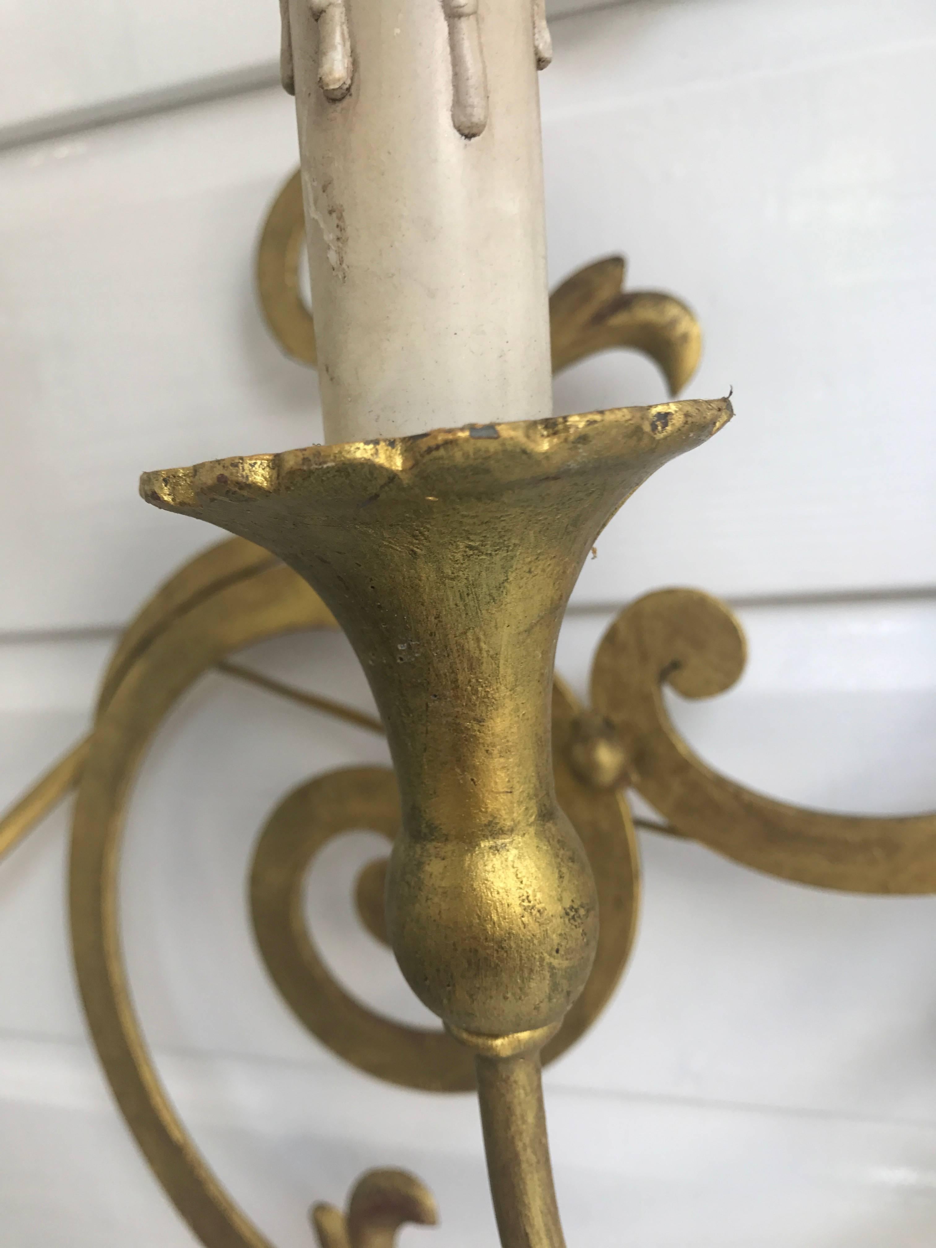 Large Wrought Iron Five-Light Single Wall Sconce Labelled Palladio, Italy In Excellent Condition For Sale In Lisse, NL