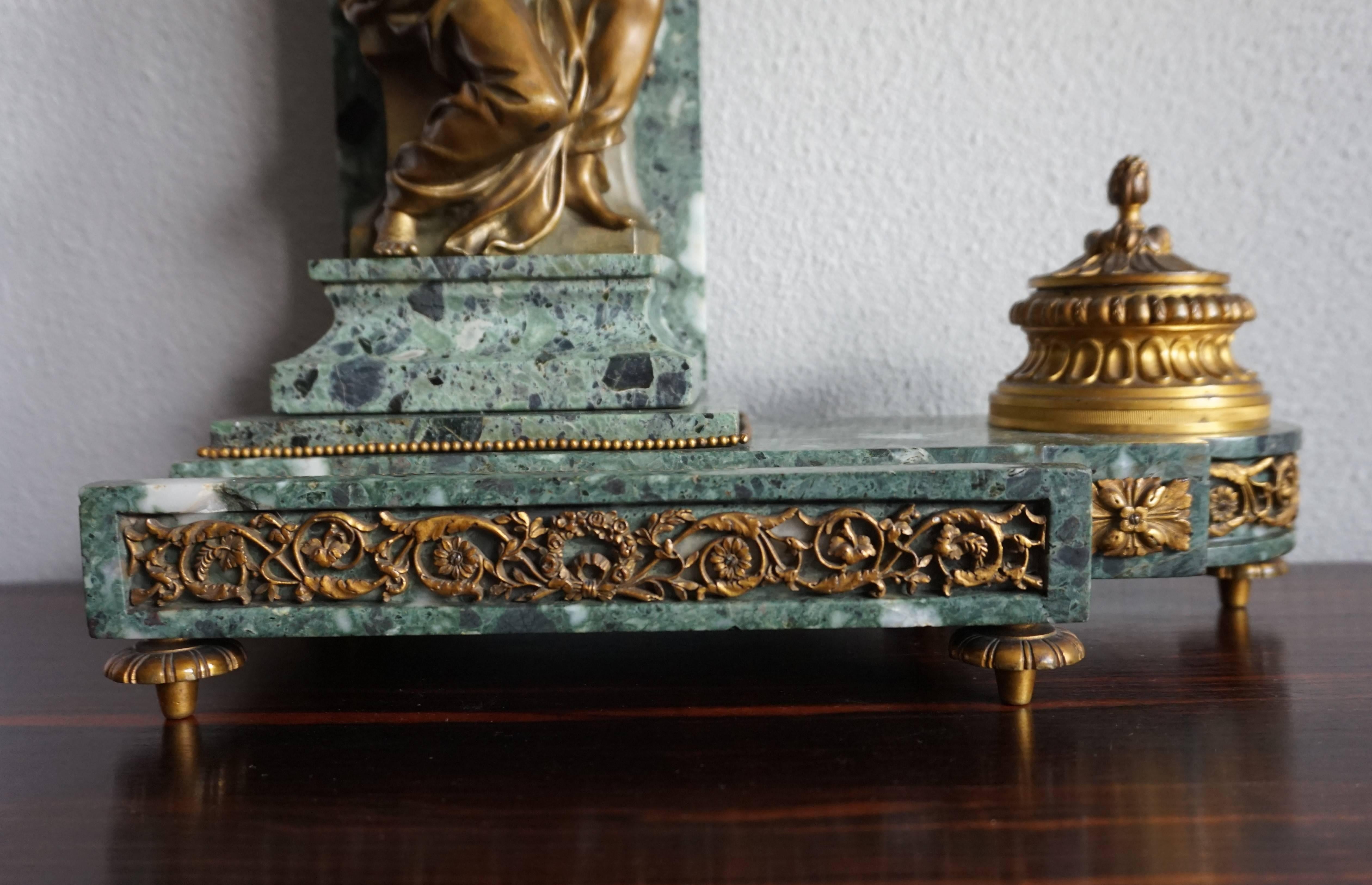Antique Marble & Bronze Napoleon 3 Inkstand by Marcel Debut Salon Des Beaux-Arts In Good Condition For Sale In Lisse, NL