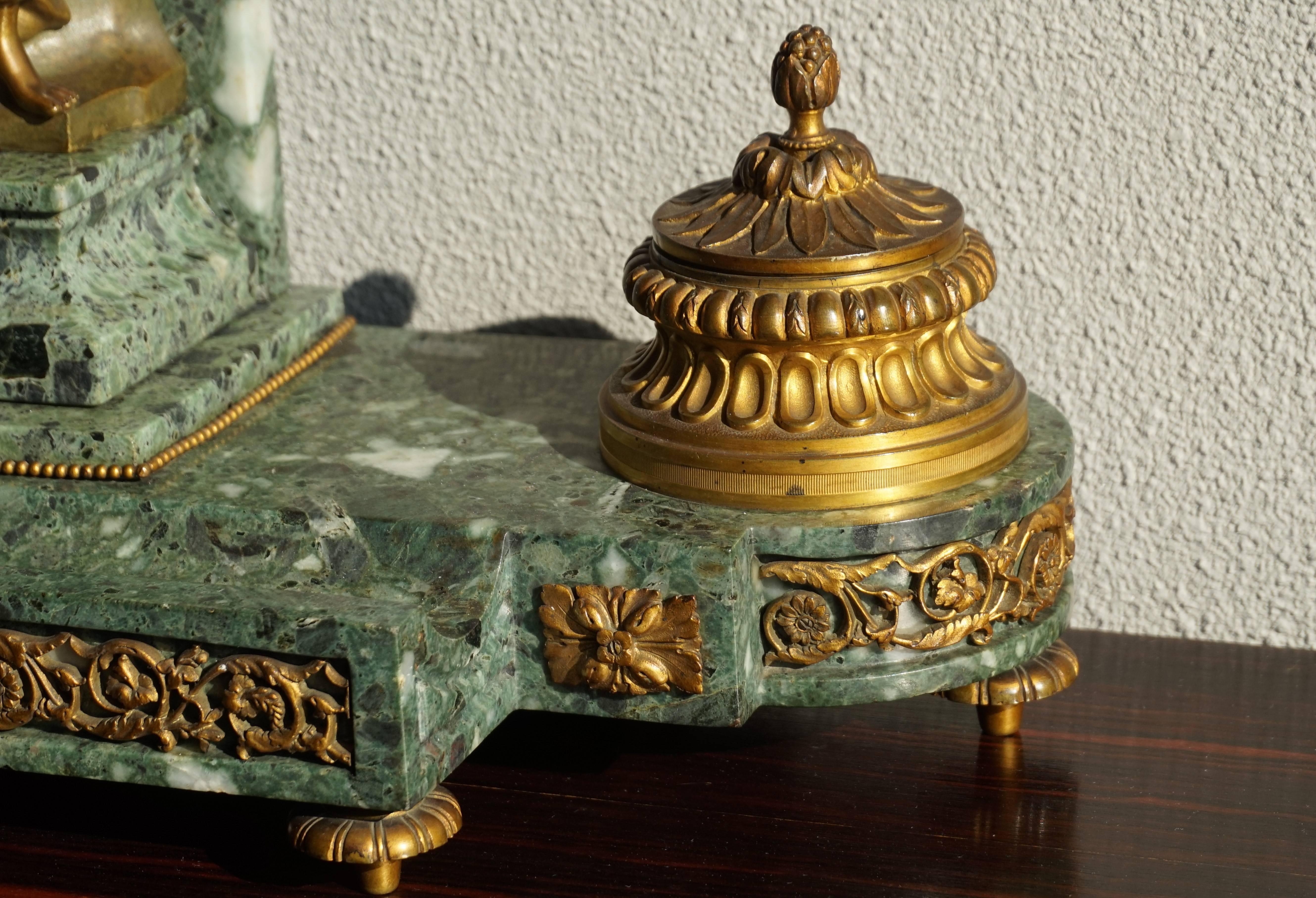 19th Century Antique Marble & Bronze Napoleon 3 Inkstand by Marcel Debut Salon Des Beaux-Arts For Sale