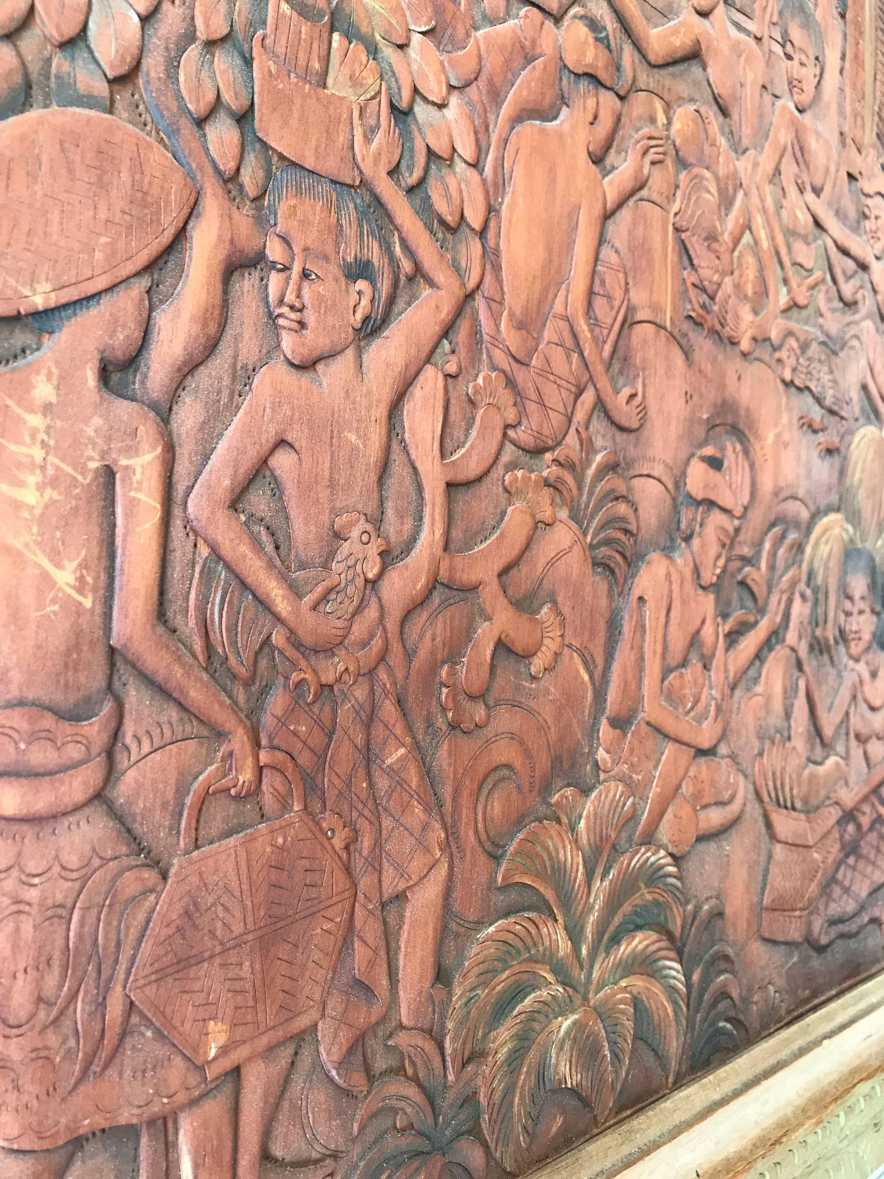 Balinesische, Batuanische, handgeschnitzte Rindsleder-Gemäldeskulptur von Ida Bagus Made Raka im Zustand „Hervorragend“ im Angebot in Lisse, NL