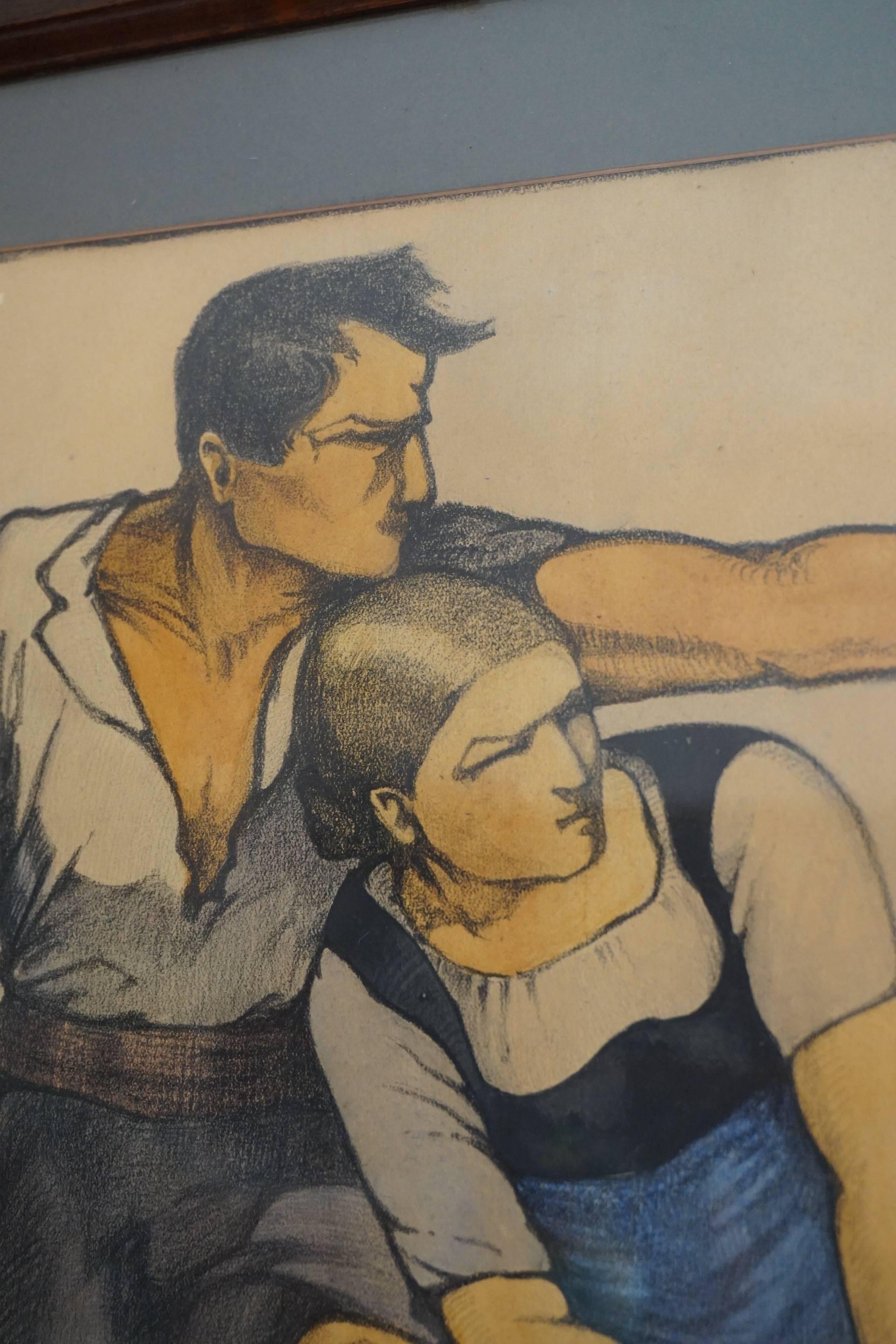 1924 Propaganda Stil Art Deco Zeichnung Schweiz und Französische Revolutionskriege im Zustand „Hervorragend“ im Angebot in Lisse, NL