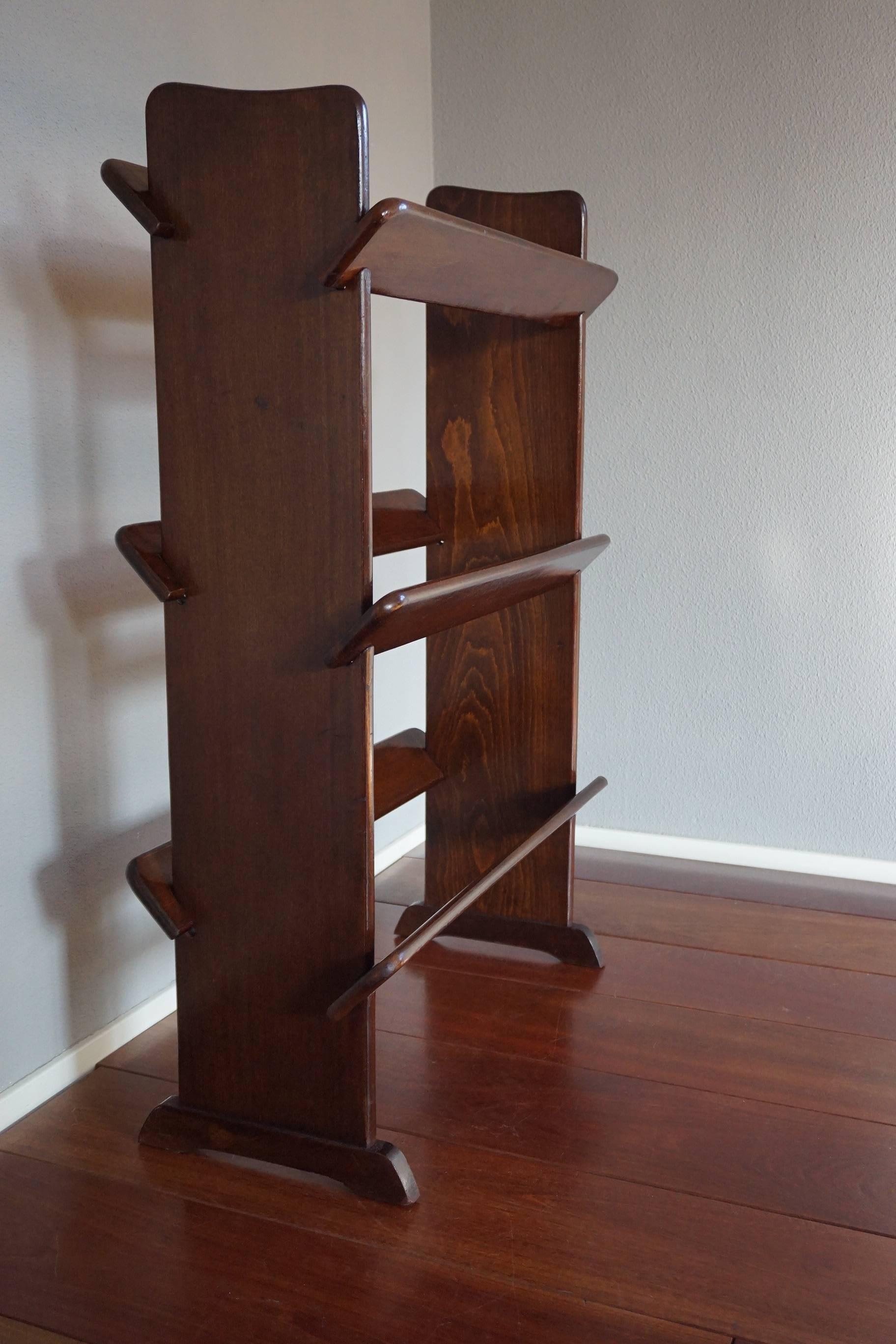 Antique and Rare Mahogany Color Three Tier Small Bookcase or Book Trough In Excellent Condition In Lisse, NL