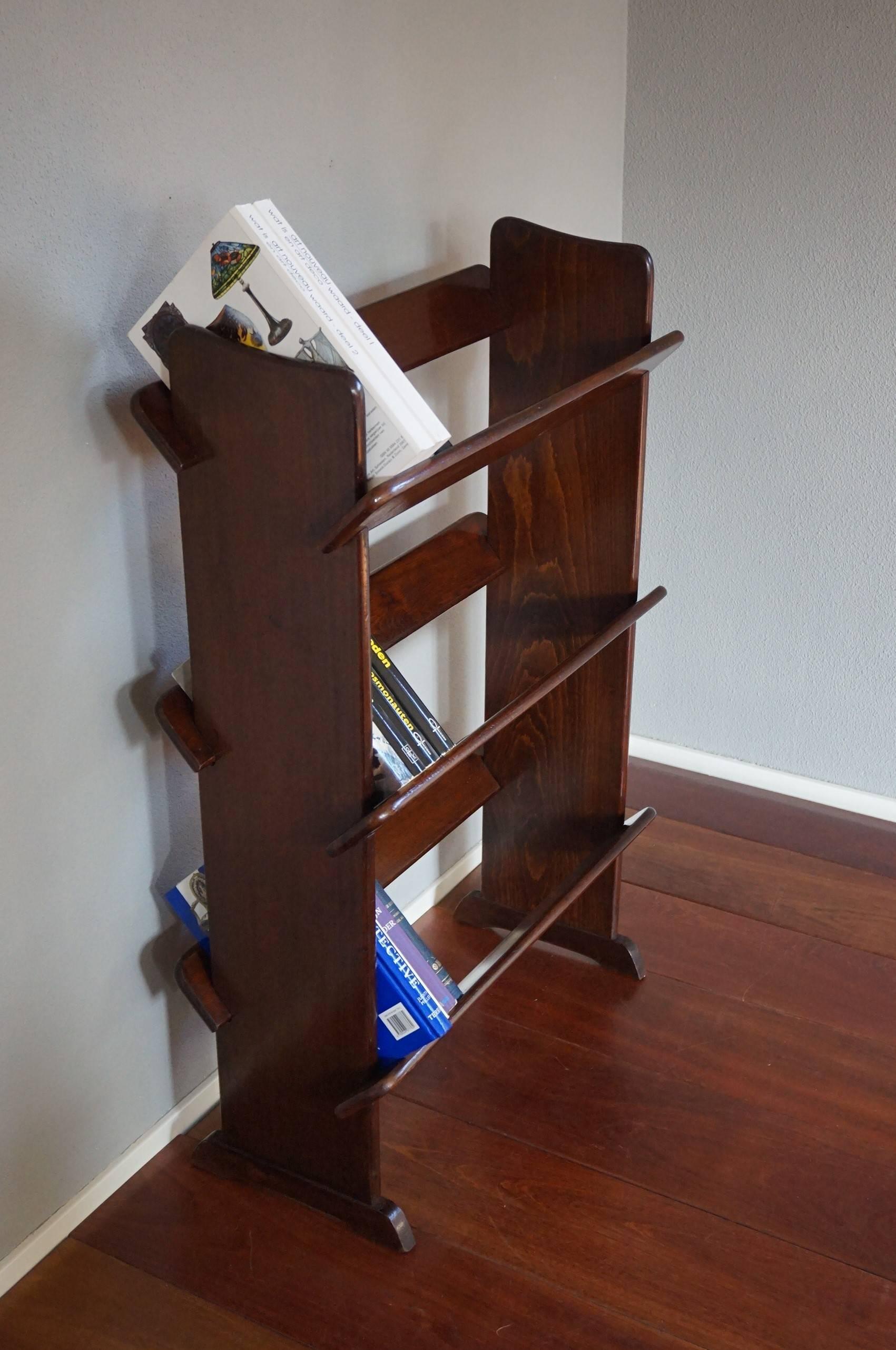 British Antique and Rare Mahogany Color Three Tier Small Bookcase or Book Trough